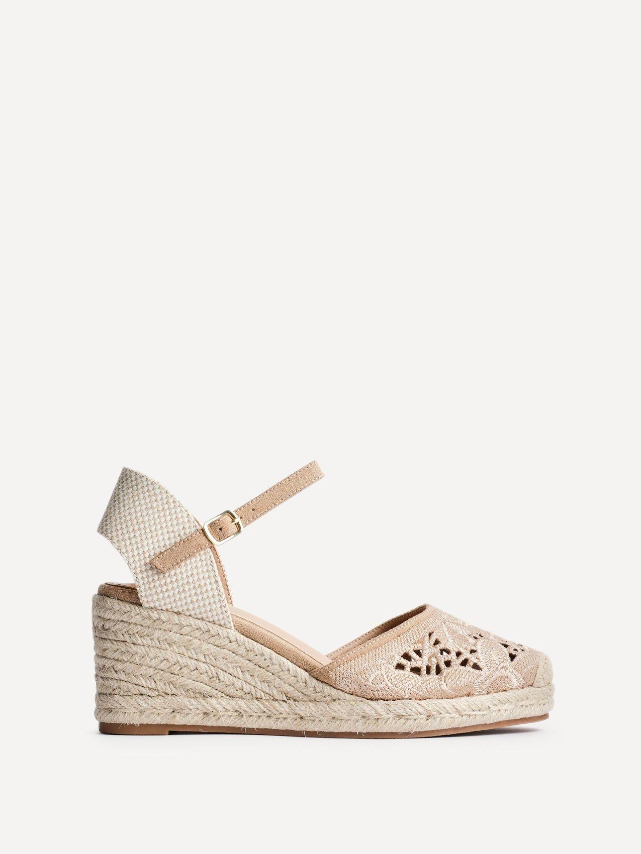 Kayla Taupe Closed-Toe Wedge by LINZI