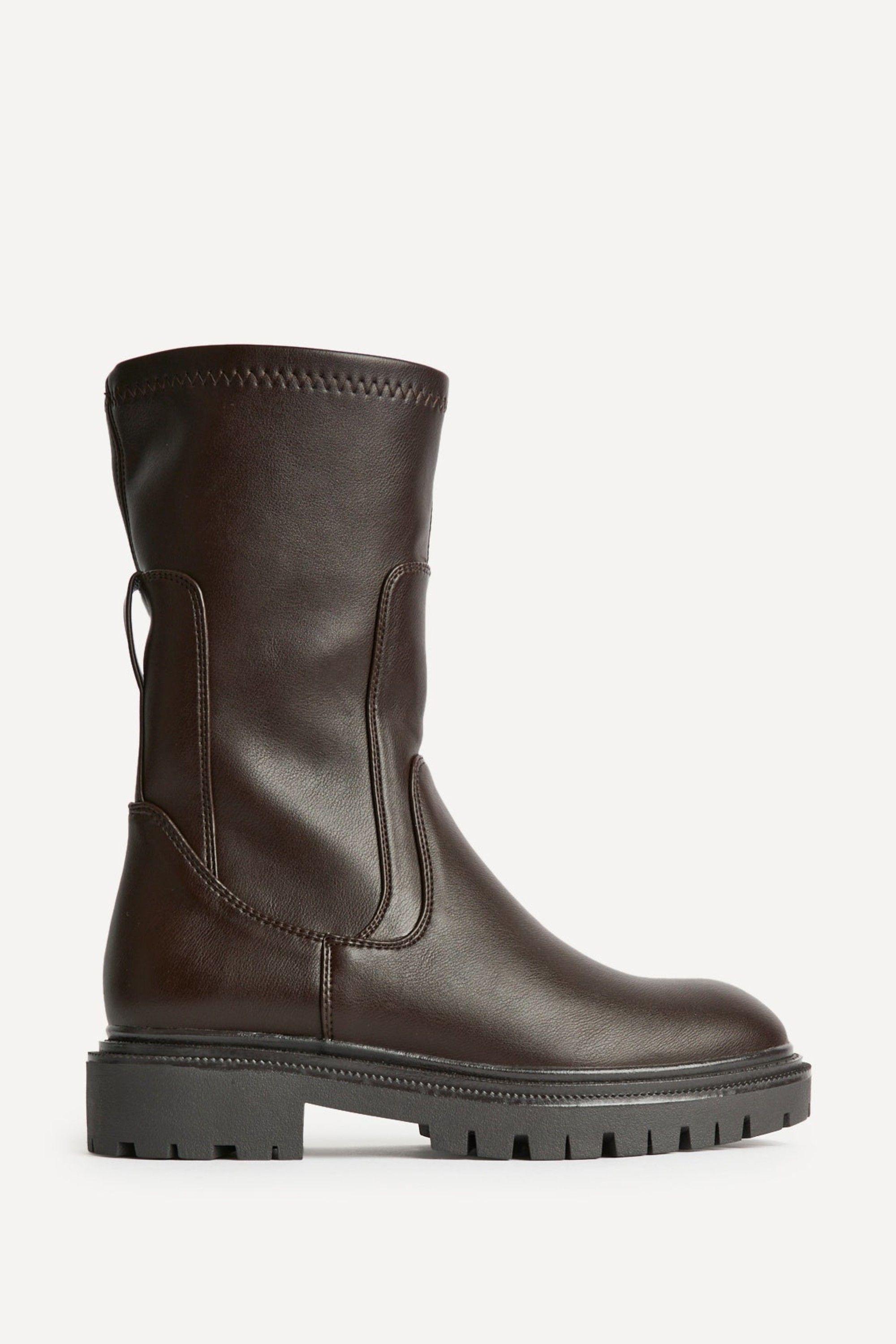 Kenzie Wide Fit Brown Mid Length Chelsea Boots by LINZI