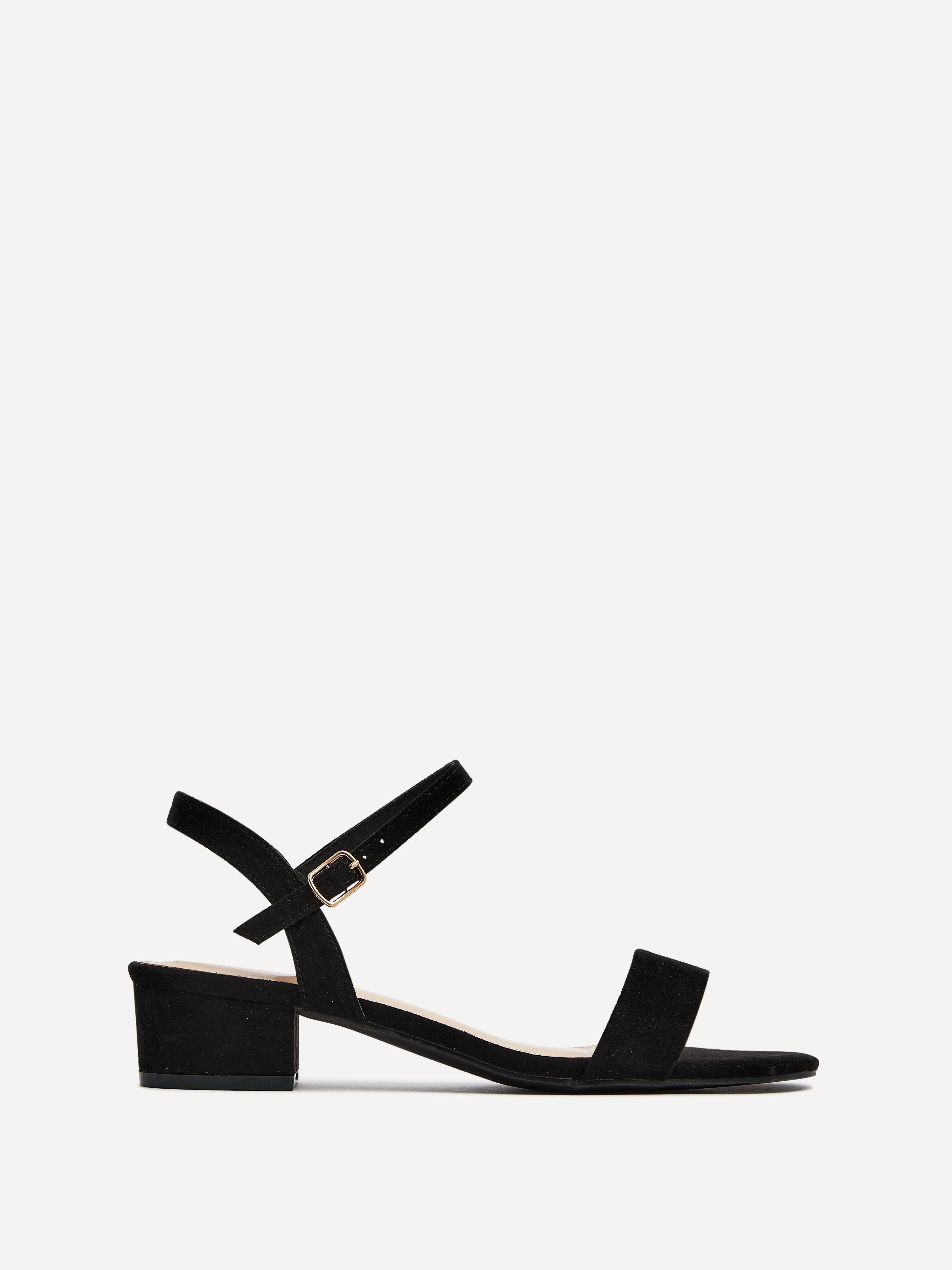 Kezzi Black Faux Suede Low Heeled Sandals by LINZI