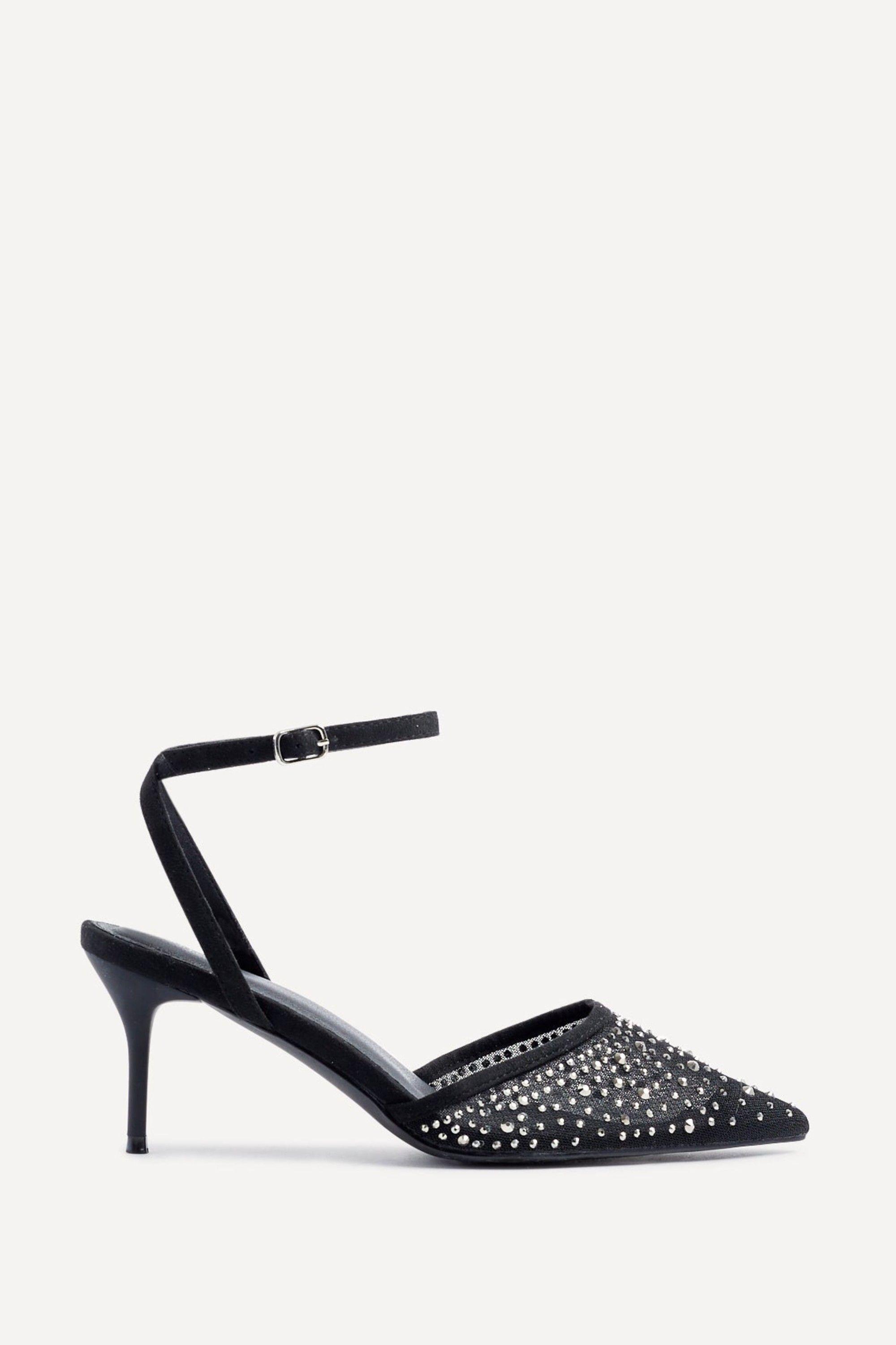 Krystal Black Mesh & Diamante Court Heel by LINZI