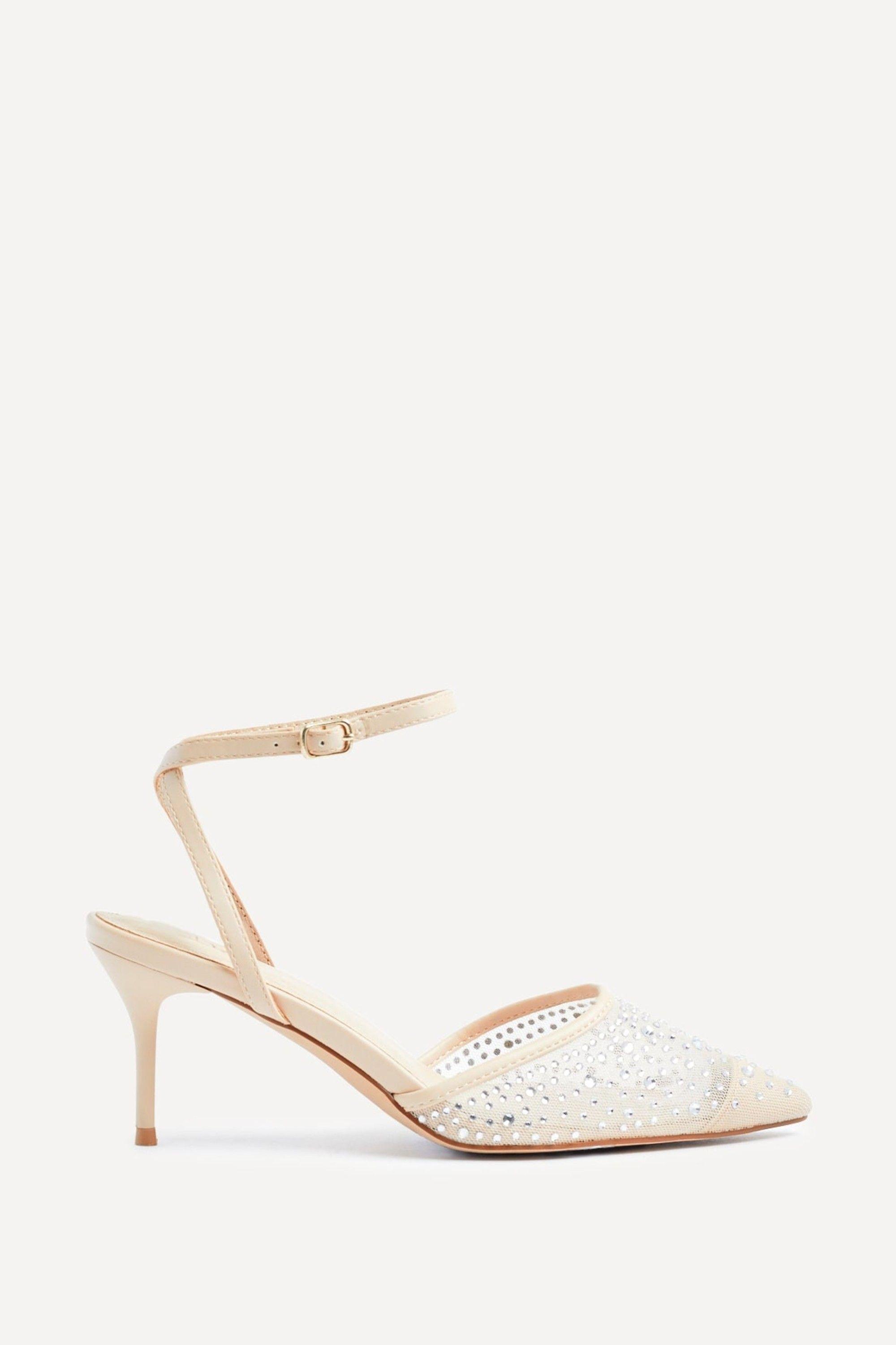 Krystal Nude Mesh & Diamante Court Heel by LINZI