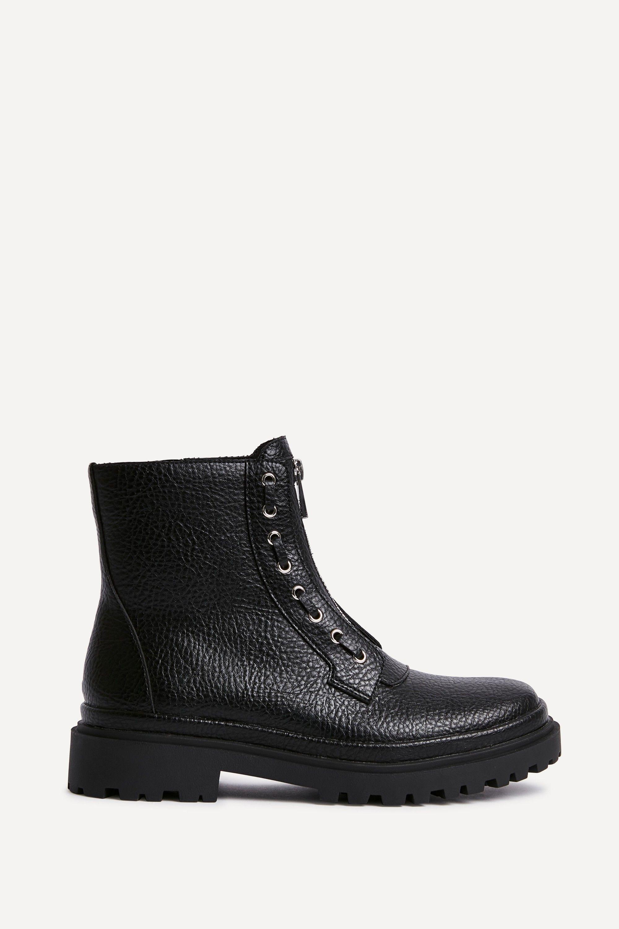 Launch Black Zip-Up Military Boots by LINZI