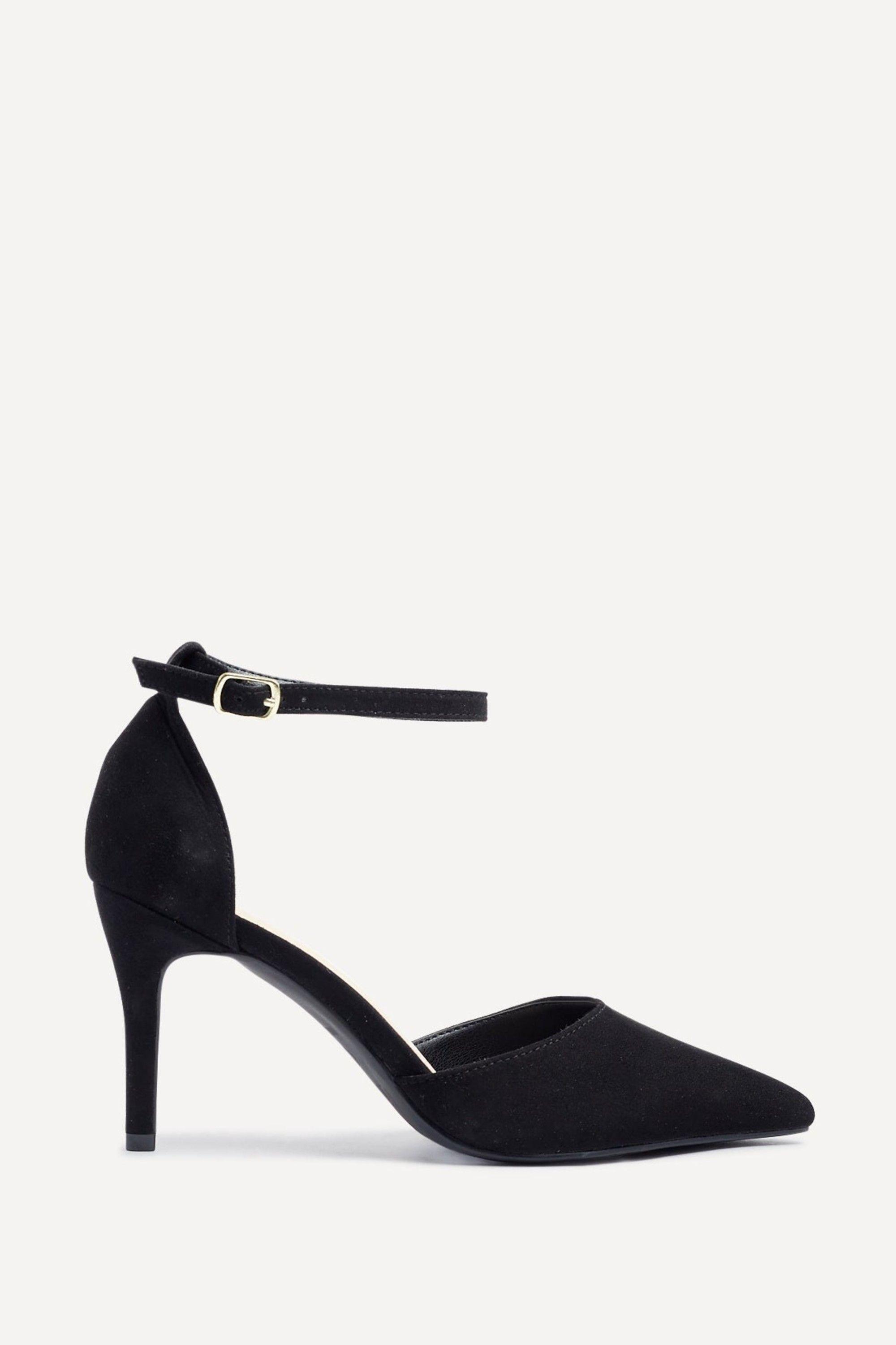 Lavora Wide Fit Black Faux Suede Court Heels by LINZI