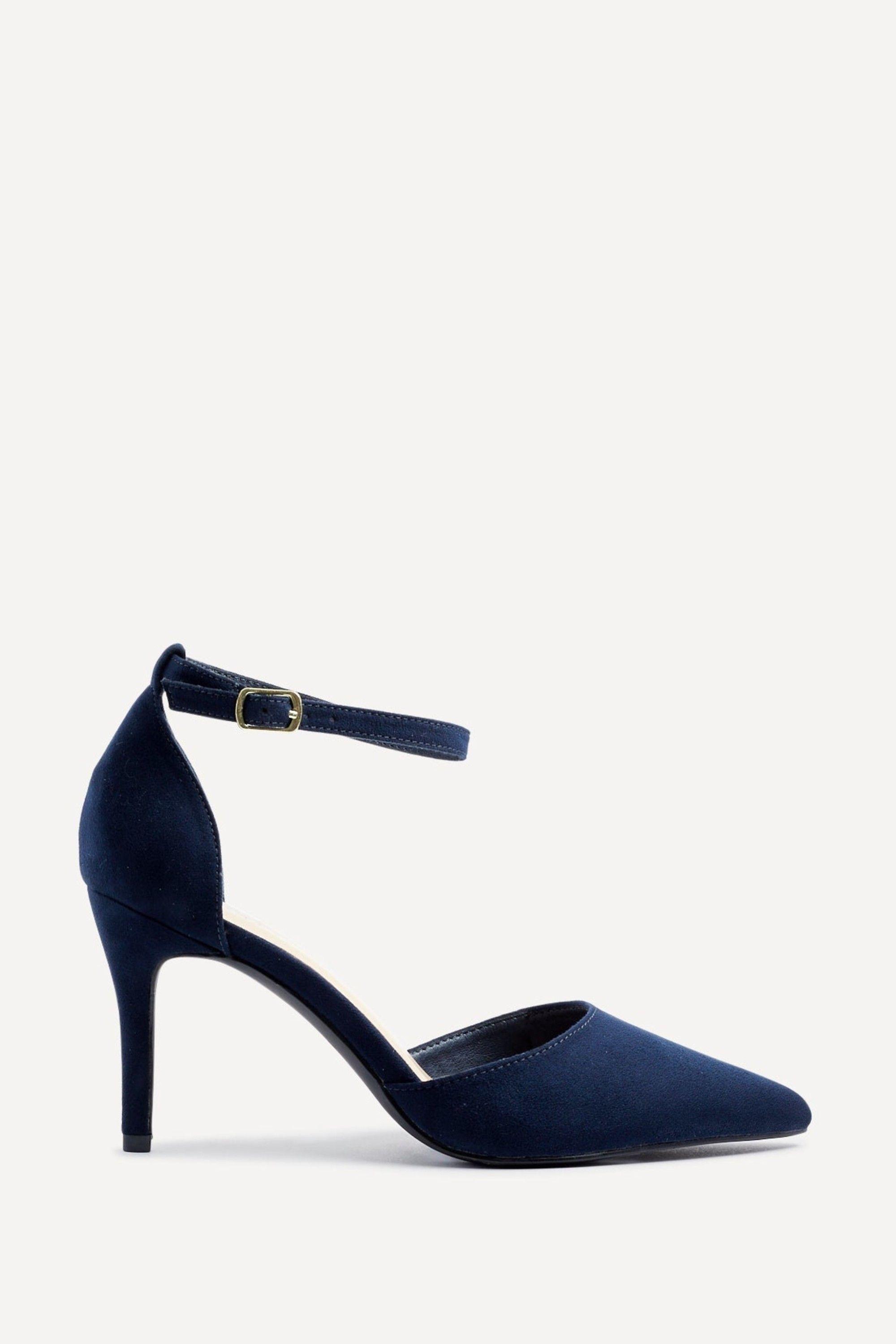 Lavora Wide Fit Navy Faux Suede Court Heels by LINZI