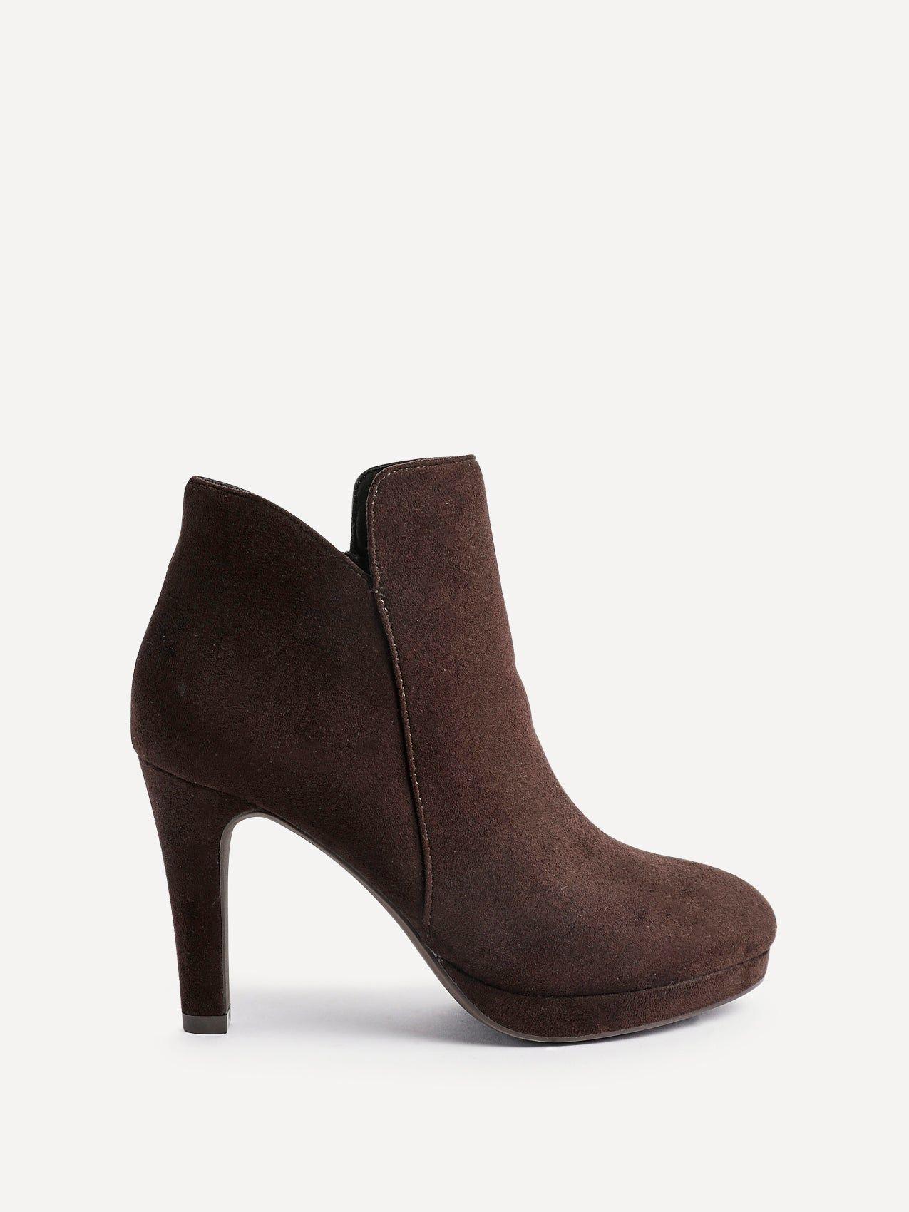 Layara Brown Faux Suede Small Platform Ankle Boot by LINZI