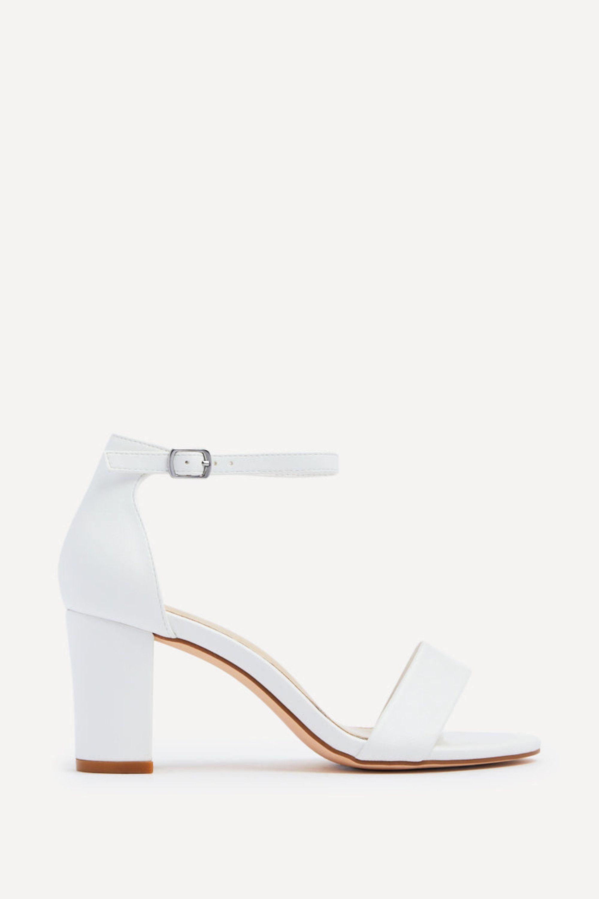 Legacy Wide Fit White Faux Leather Closed Black Block Heel by LINZI