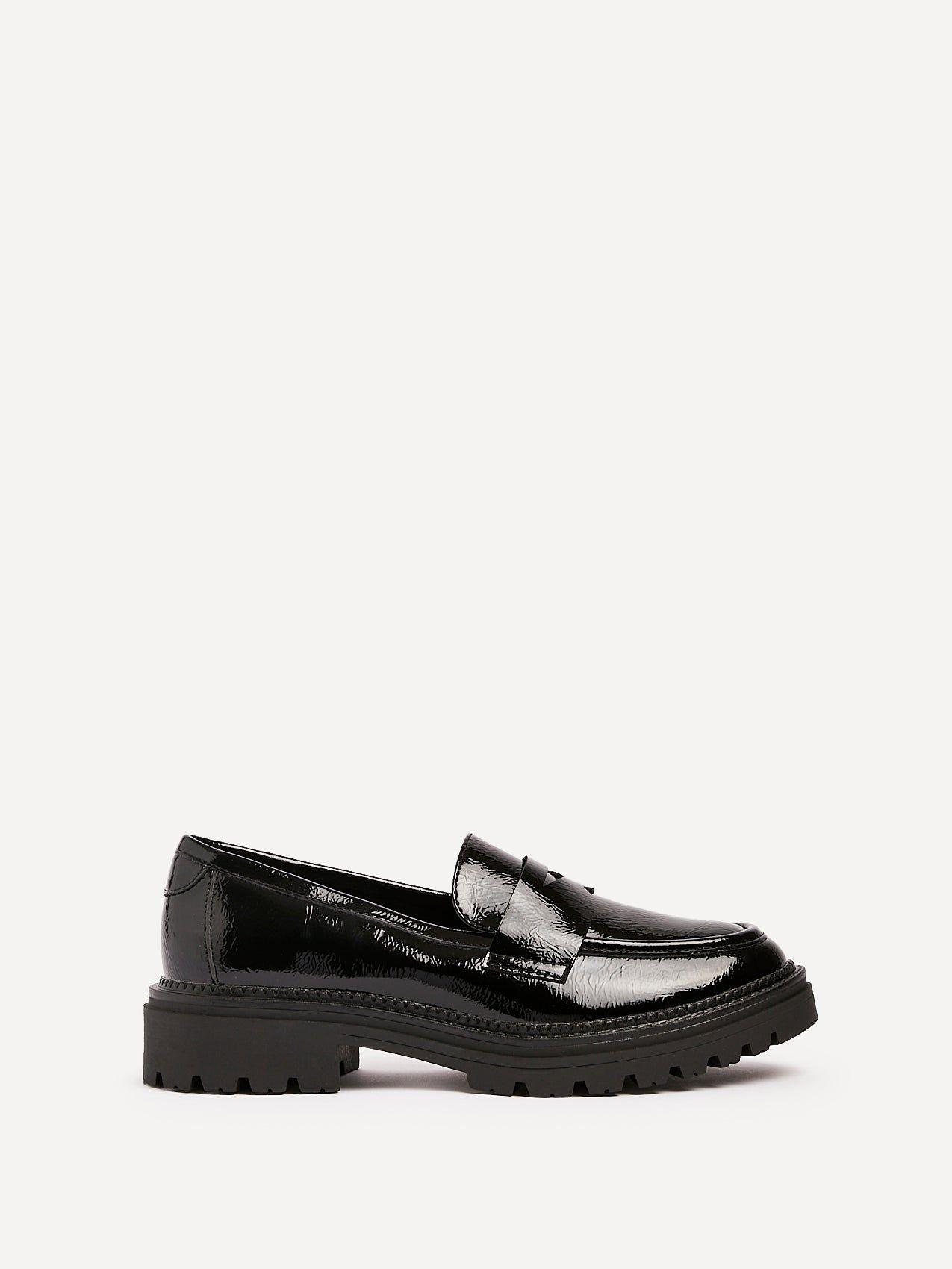 Lesson Black Patent Chunky Loafers by LINZI