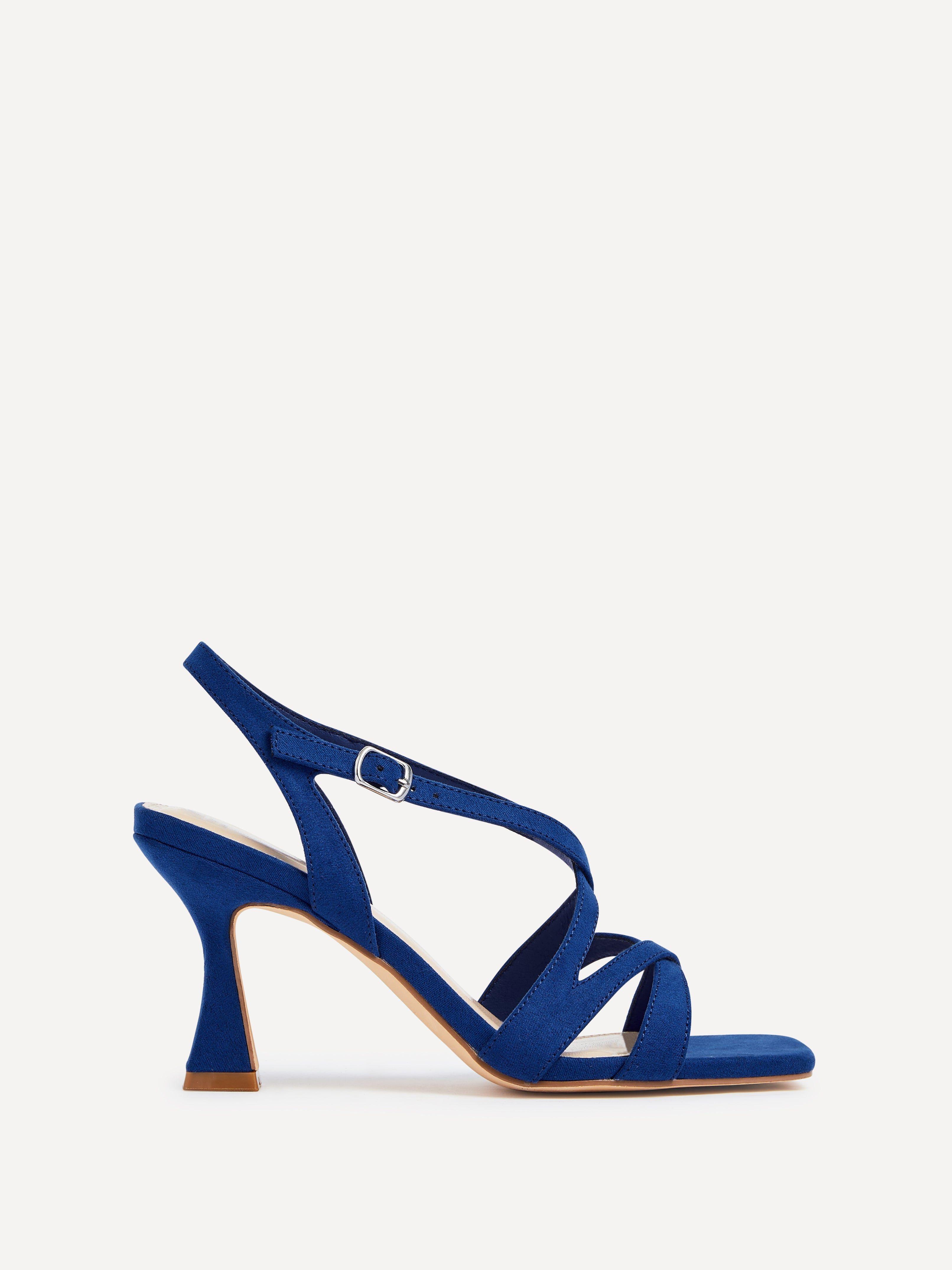 Liberty Cobalt Blue Faux Suede Square Toe Caged Heel by LINZI