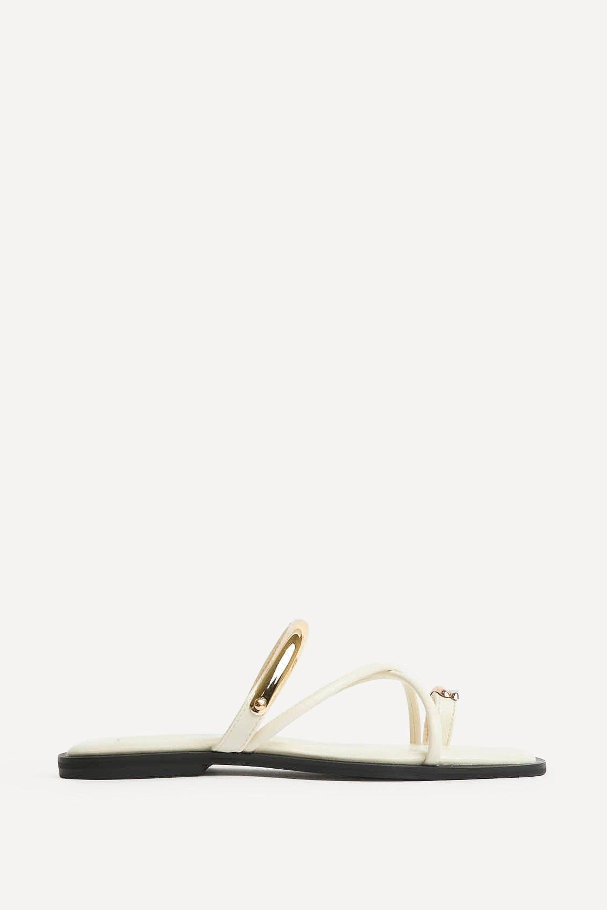Lillie Nude Toe Ring Flat Sandals by LINZI
