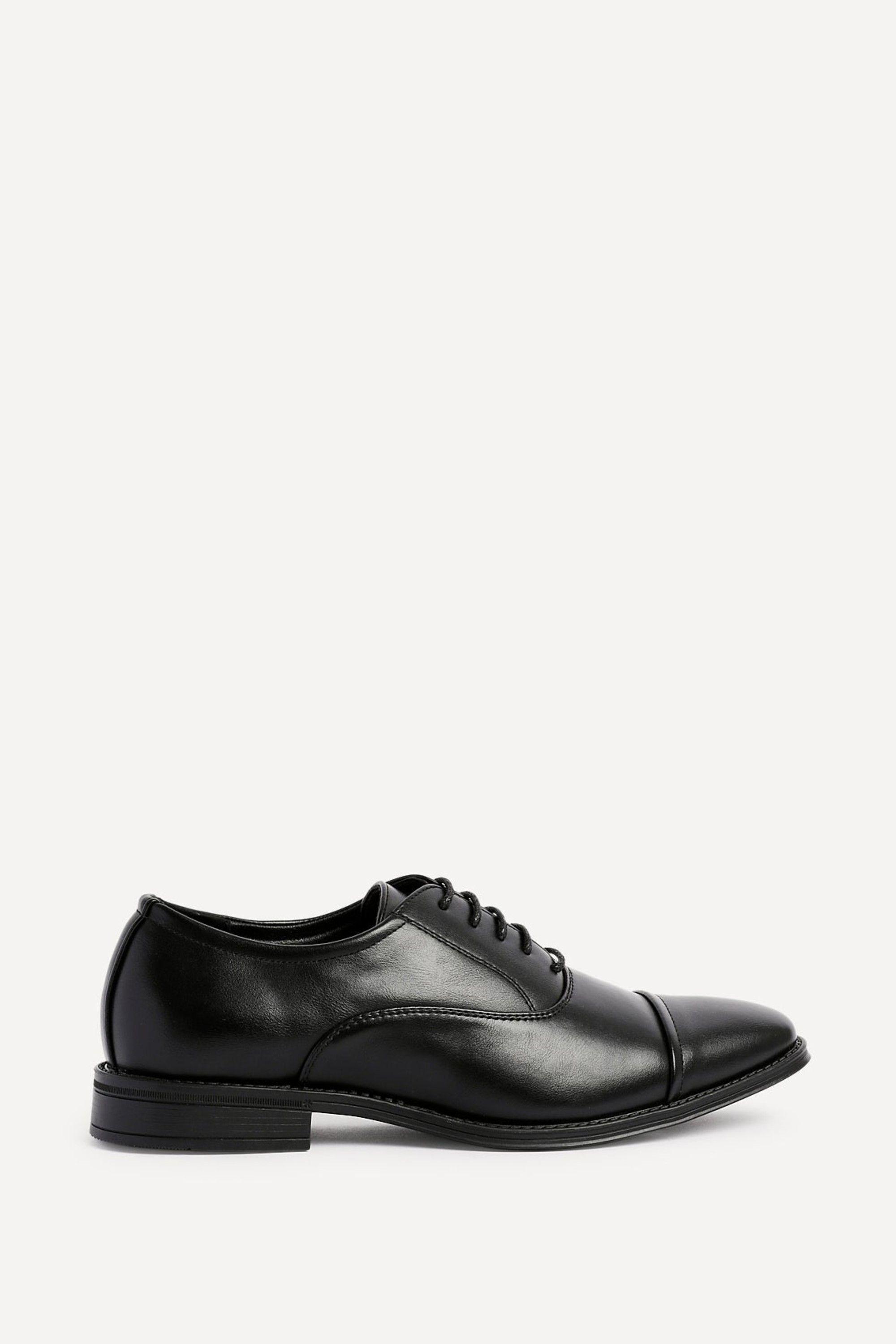 Lorenzo Mens Black Faux Leather Cap Toe Shoes by LINZI
