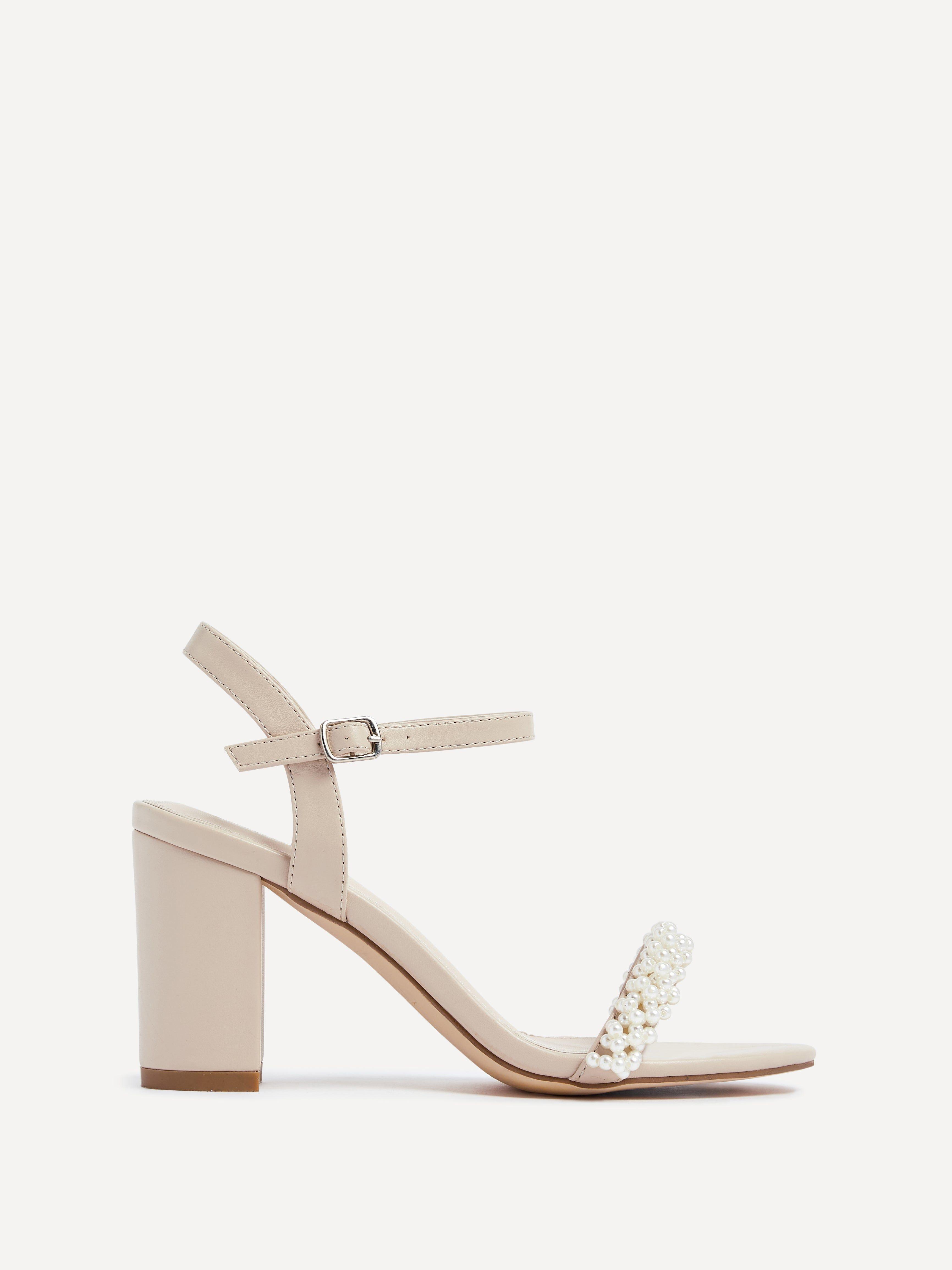 Lulu Nude Heels With Pearls by LINZI