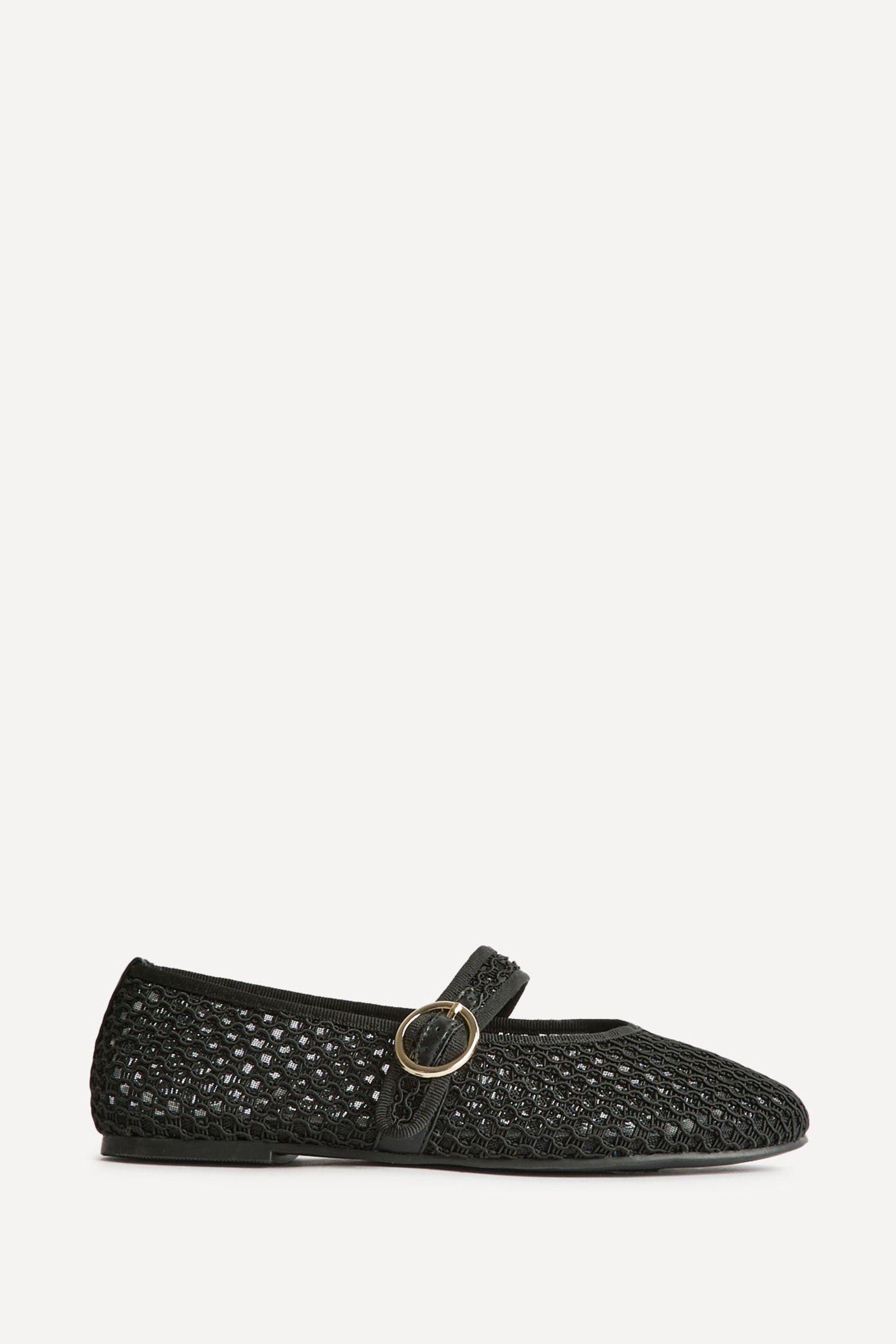 Luma Wide Fit Black Mesh Mary Jane Pumps by LINZI