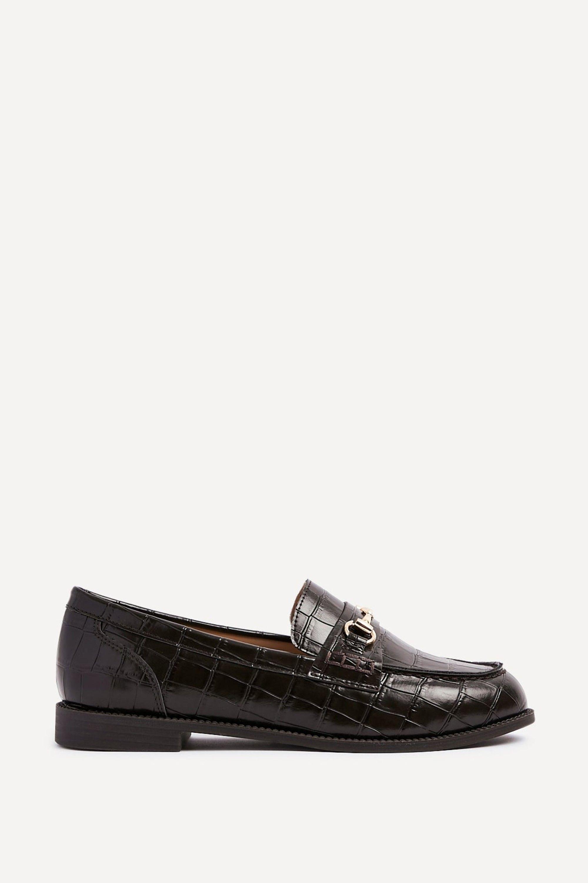 Maison Brown Faux Croc Patent Leather Loafers by LINZI