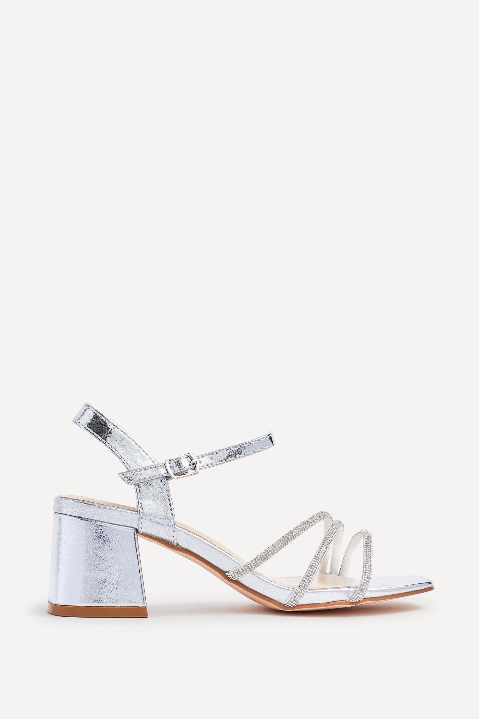Mariah Wide Fit Silver Diamante Heels by LINZI