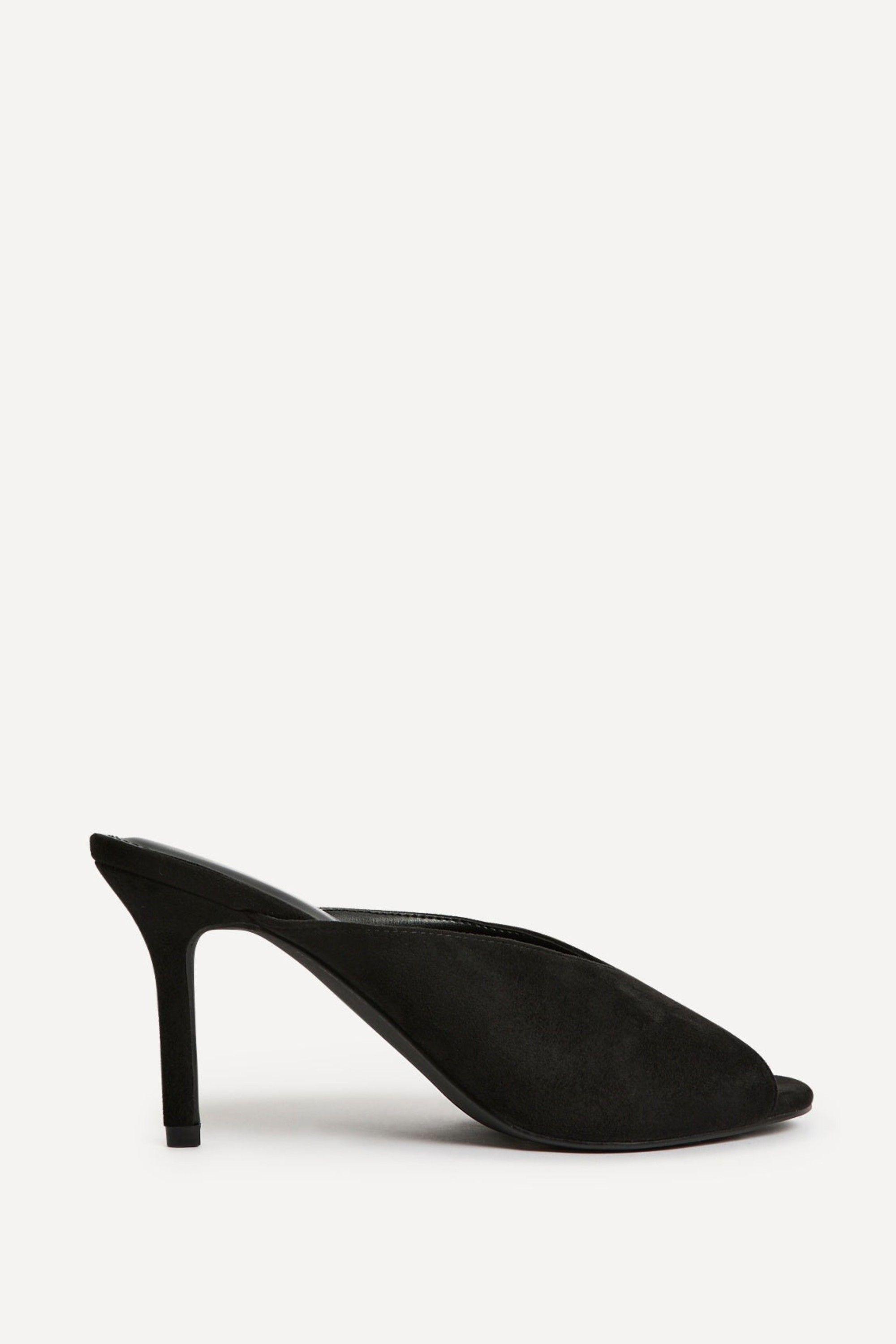 Marseille Black Peep Toe Mule Heels by LINZI