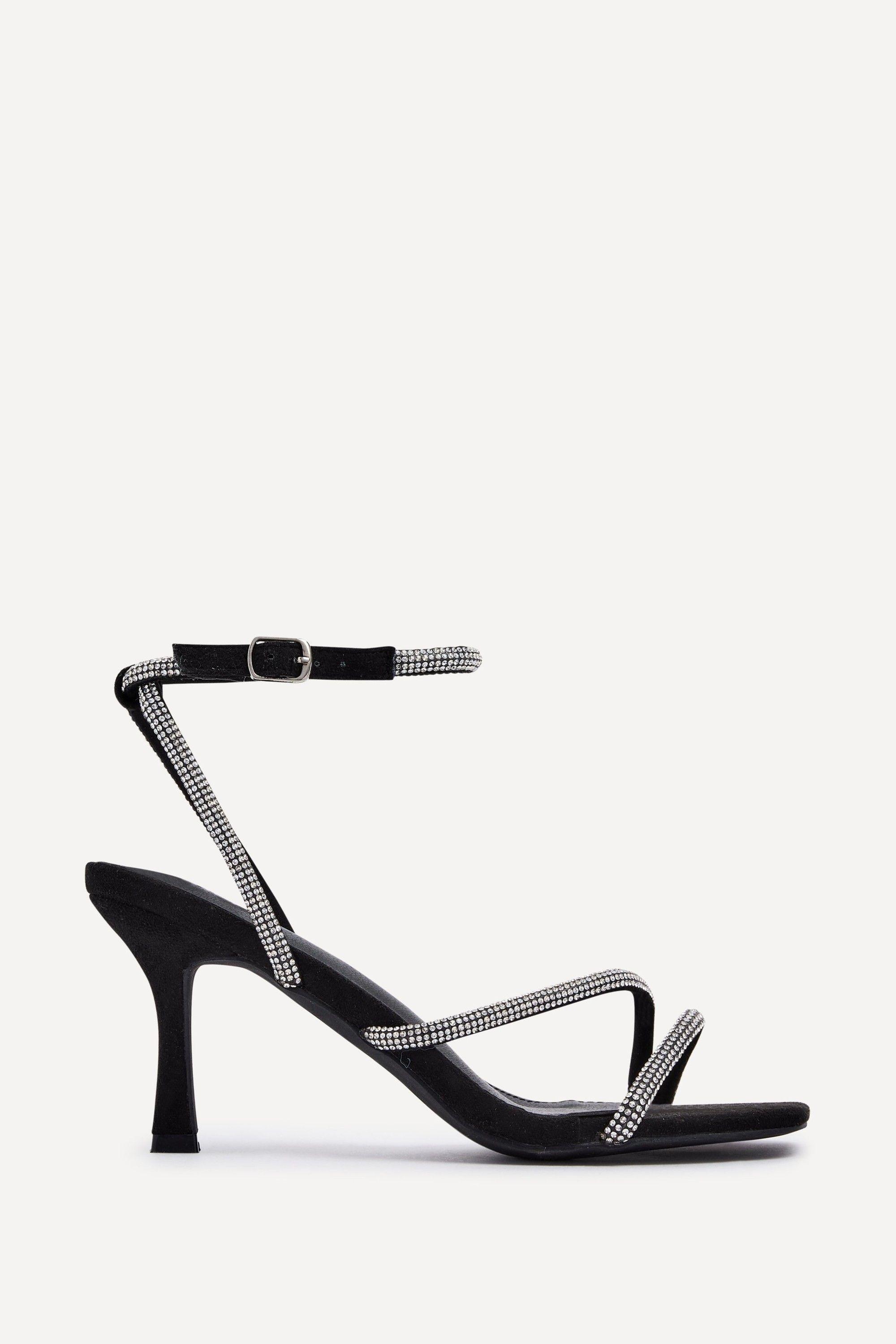 Mayfair Black Suede Diamante Heeled Sandal by LINZI Mayfair Black Suede Diamante Heeled Sandal by LINZI