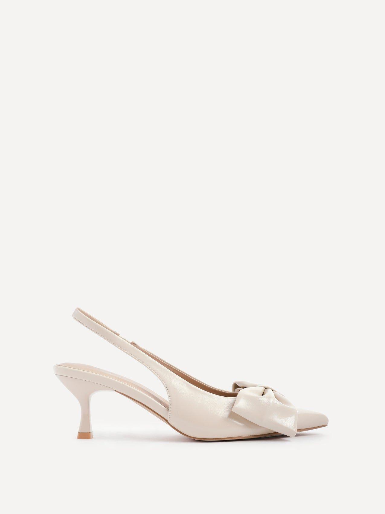 Merlot Nude Faux Leather Slingback Court Heels by LINZI