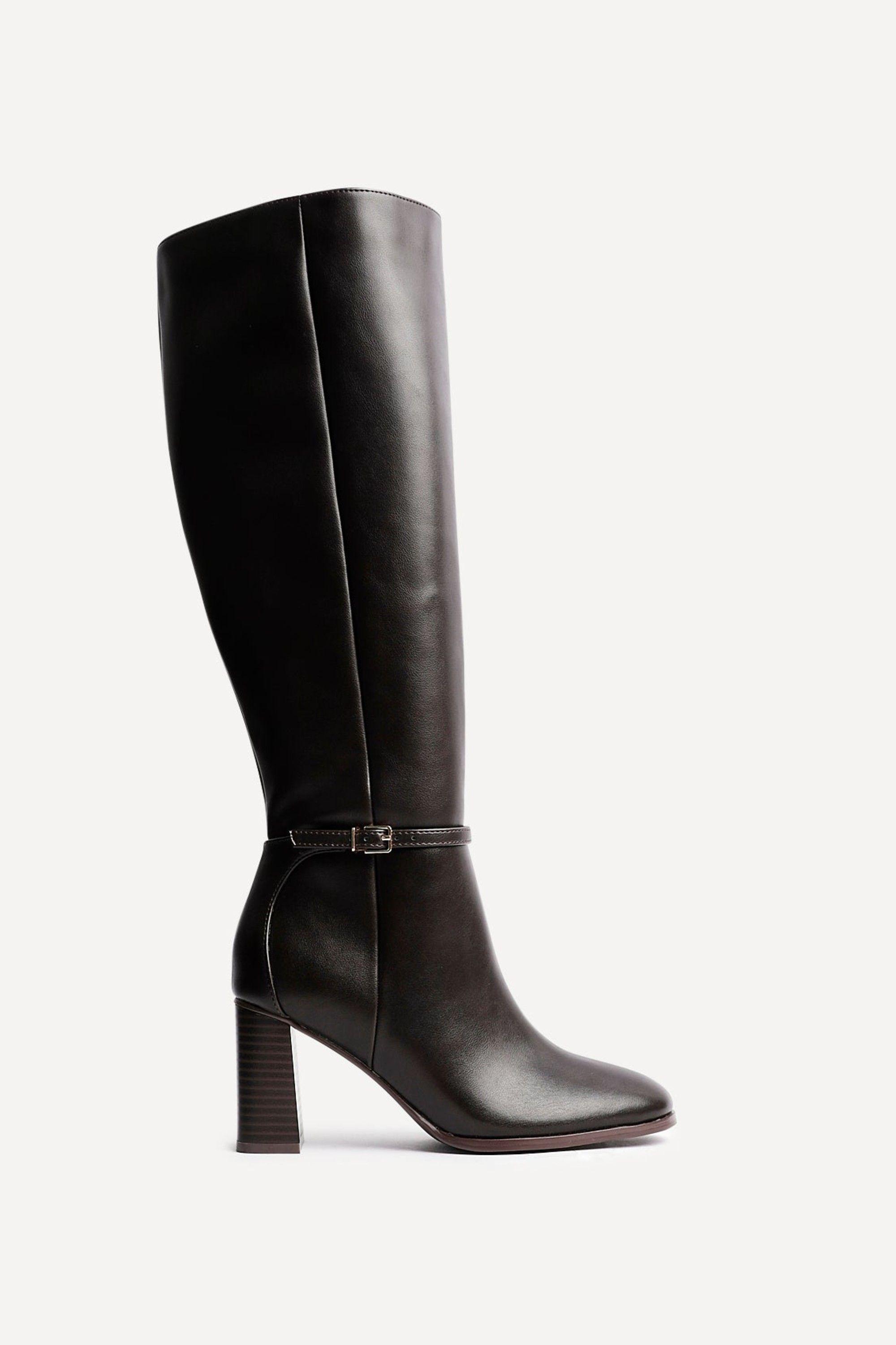 Midtown Brown Faux Leather Long Heeled Boot by LINZI