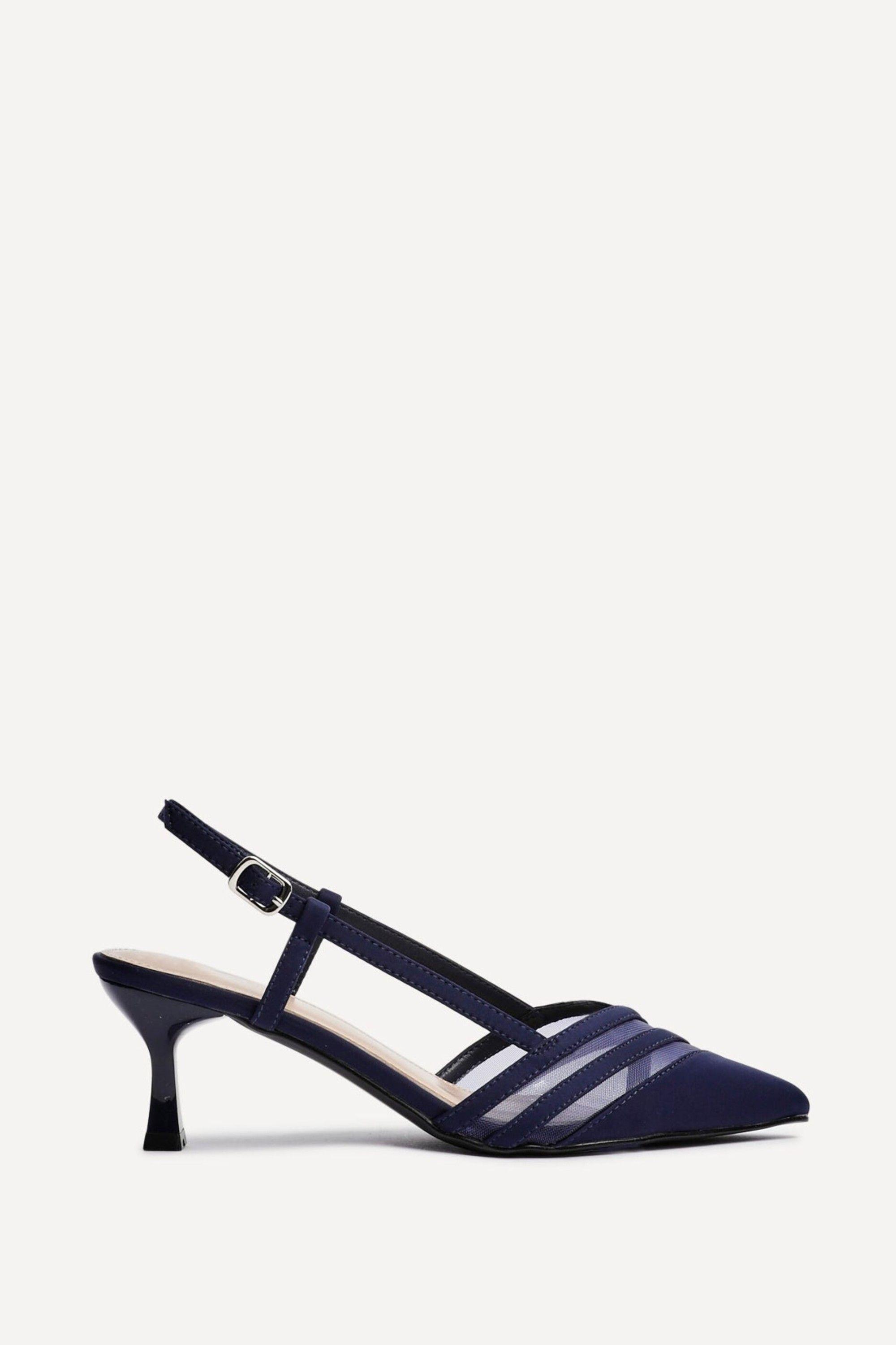 Milan Navy Scuba Mesh Slingback Court Heel by LINZI