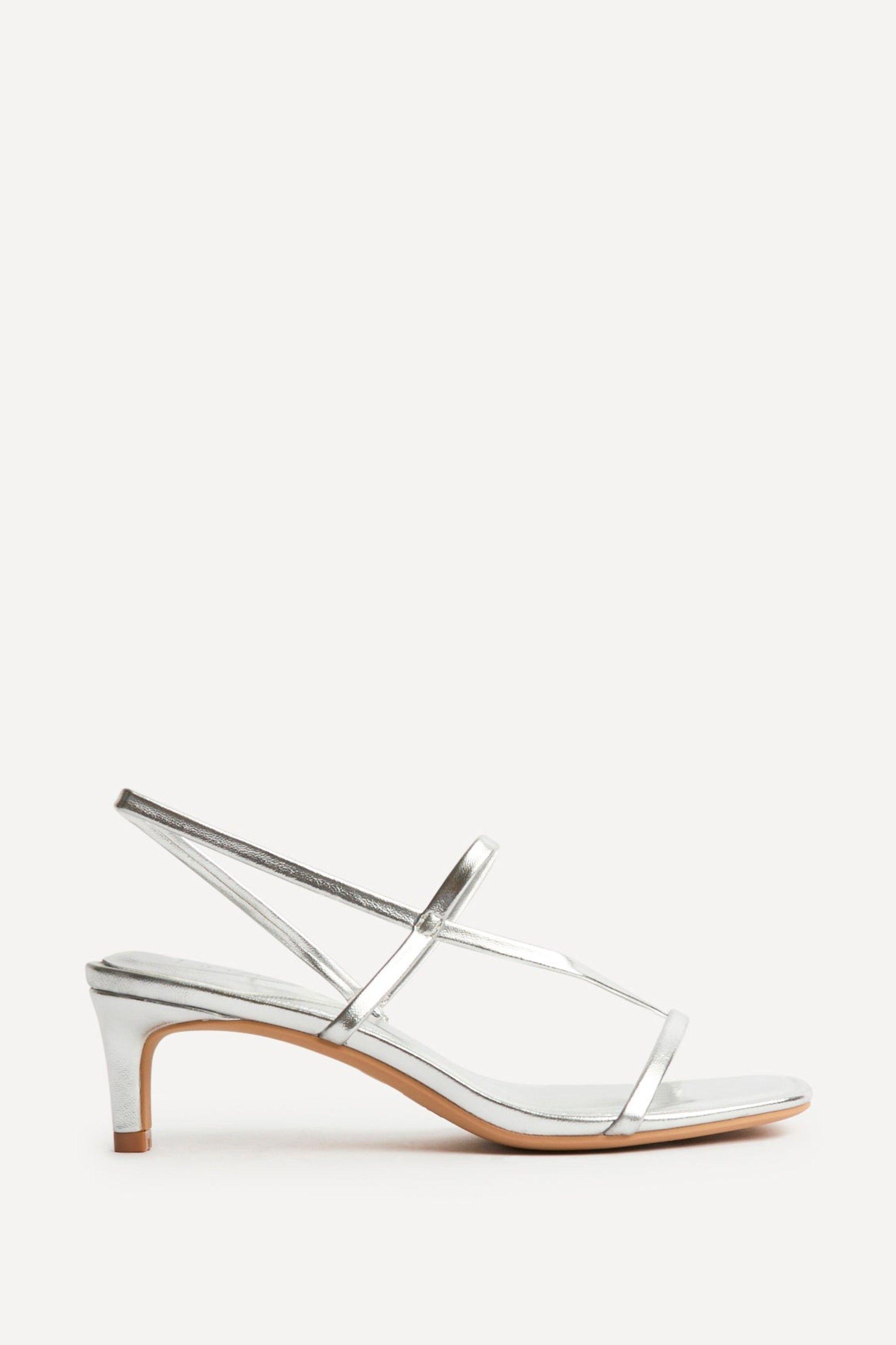 Mode Silver Faux Leather Heeled Sandals by LINZI