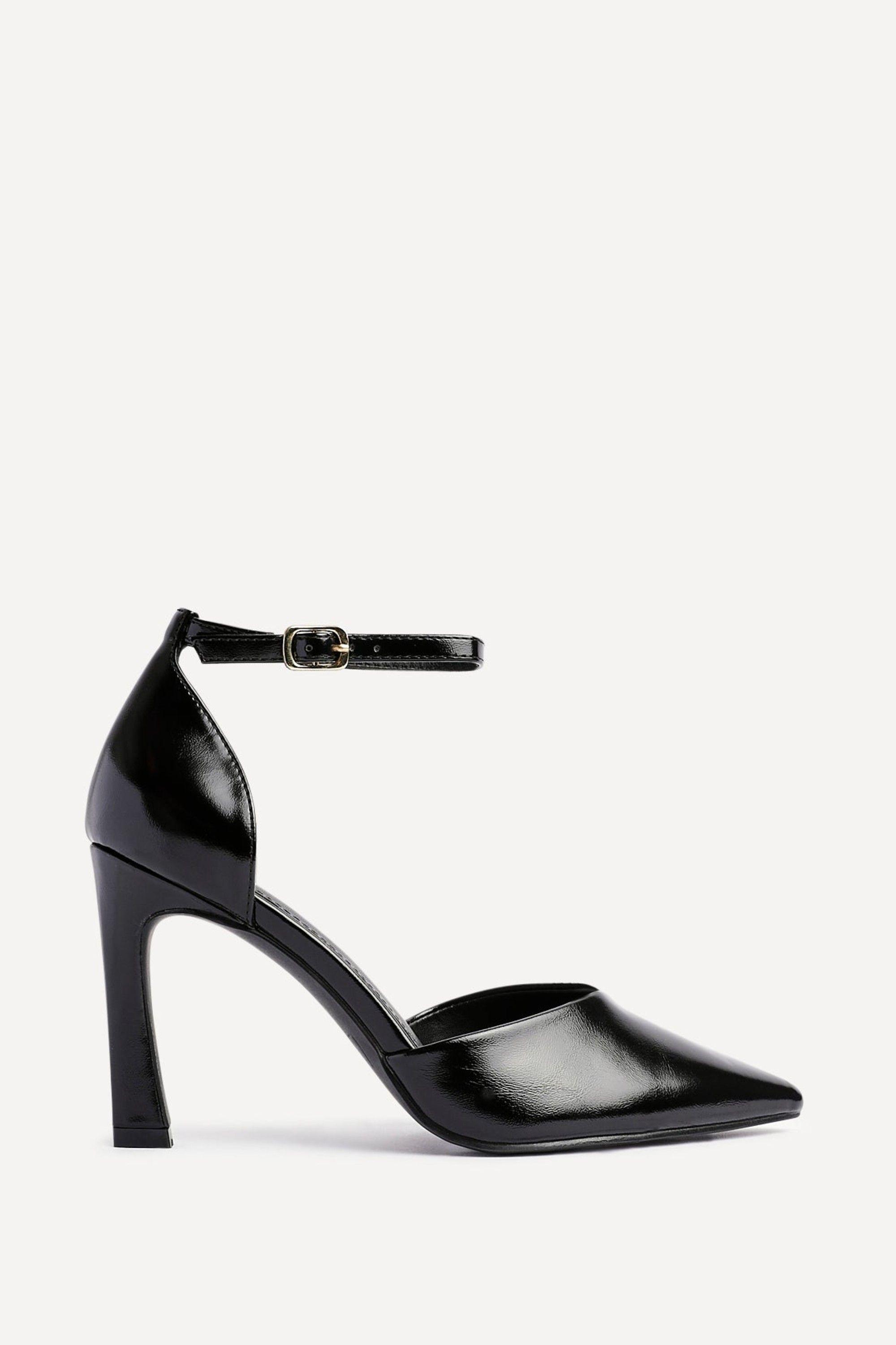 Moira Black Faux Leather V Cut Court Heel by LINZI