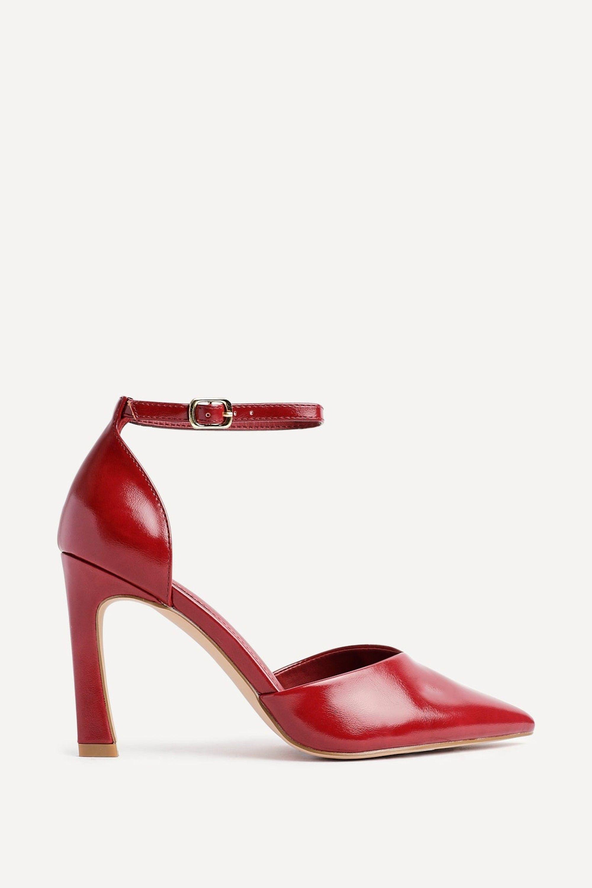 Moira Red Faux Leather V Cut Court Heel by LINZI