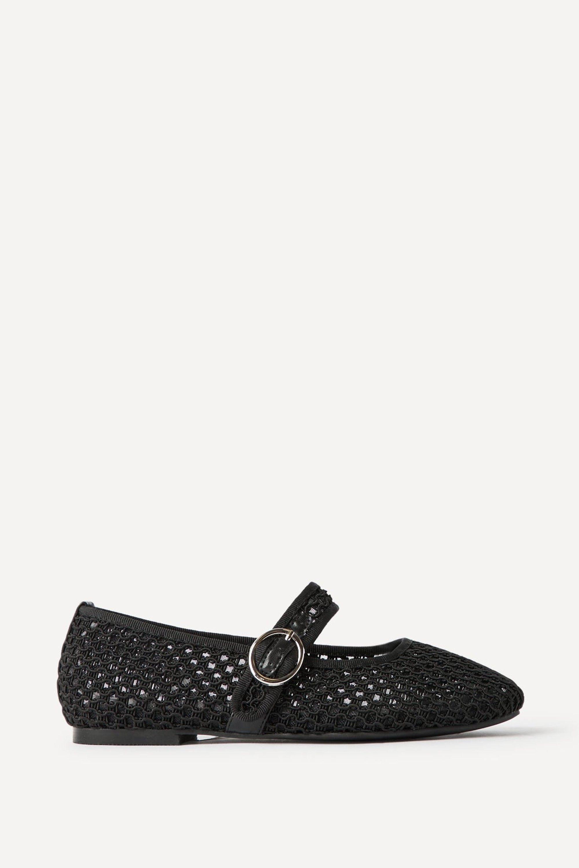 Monaco Black Mesh Mary Jane Pumps by LINZI