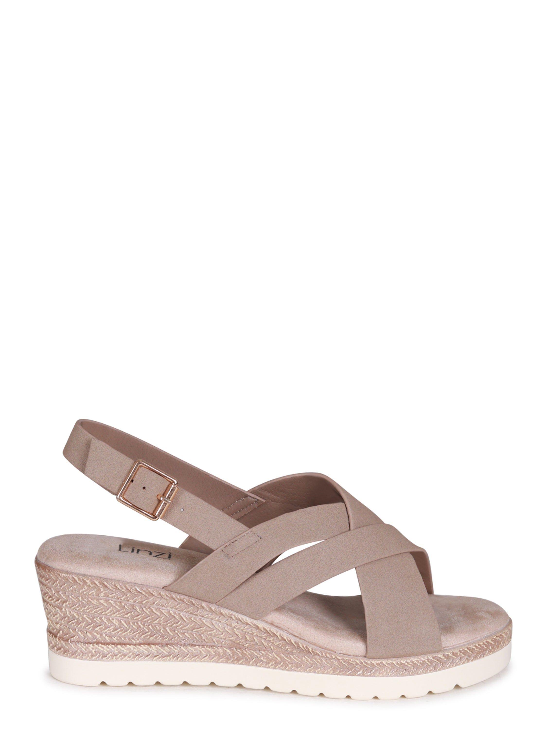 Myla Taupe Faux Nubuck Slingback Wedge by LINZI