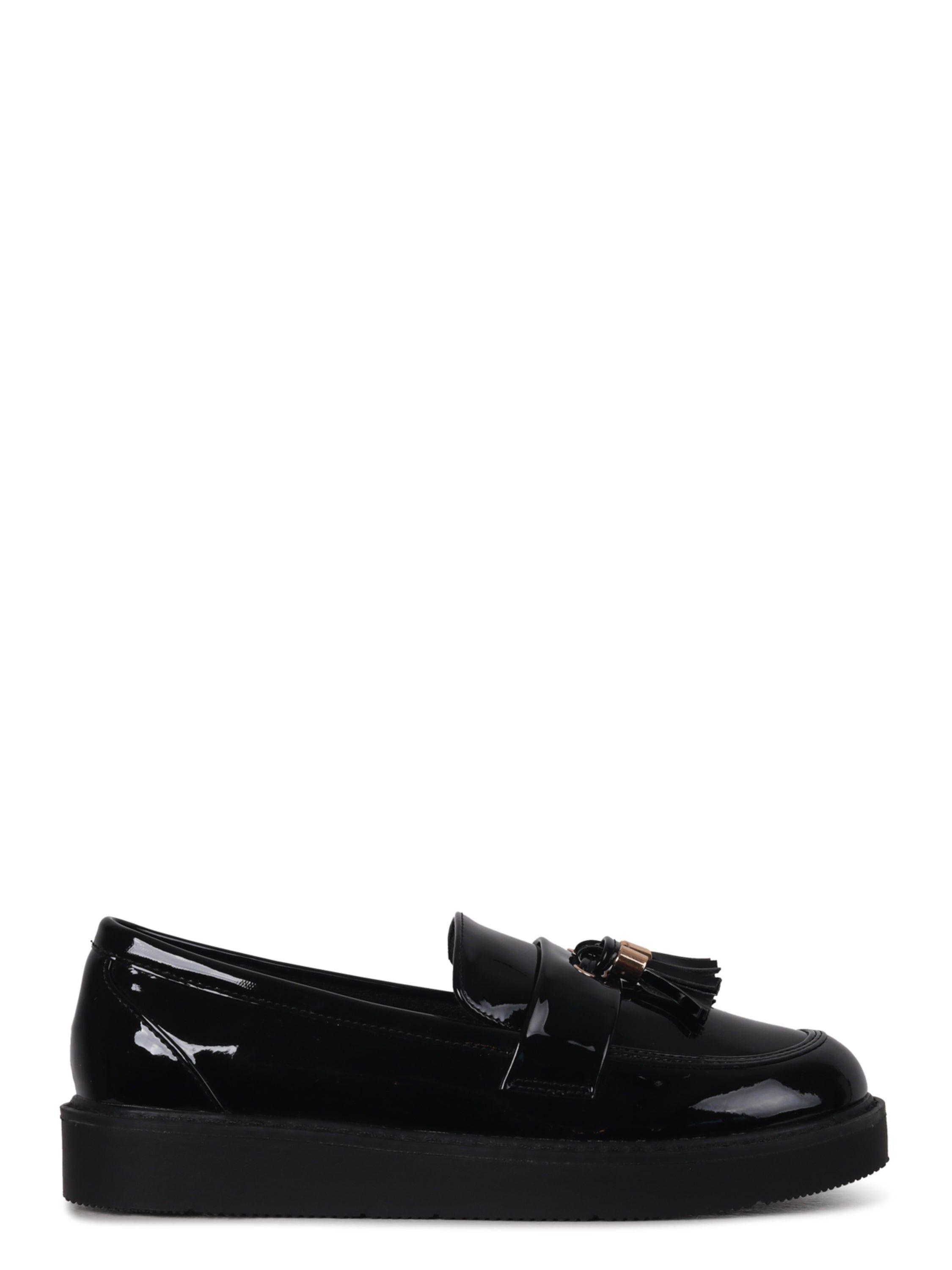 Naomi Wide Fit Black Patent Loafer by LINZI