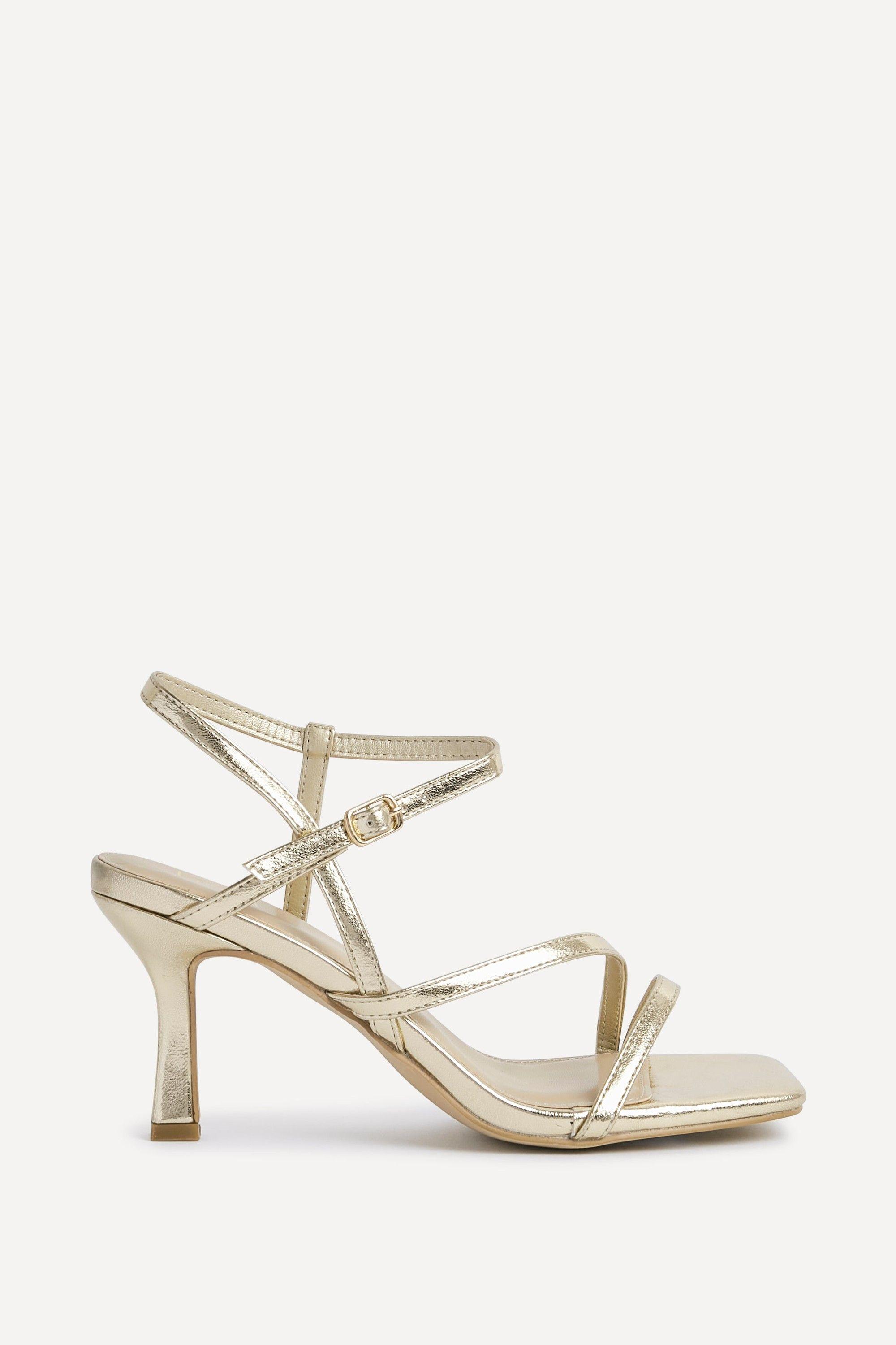 Nicole Gold Faux Leather Strappy Heels by LINZI