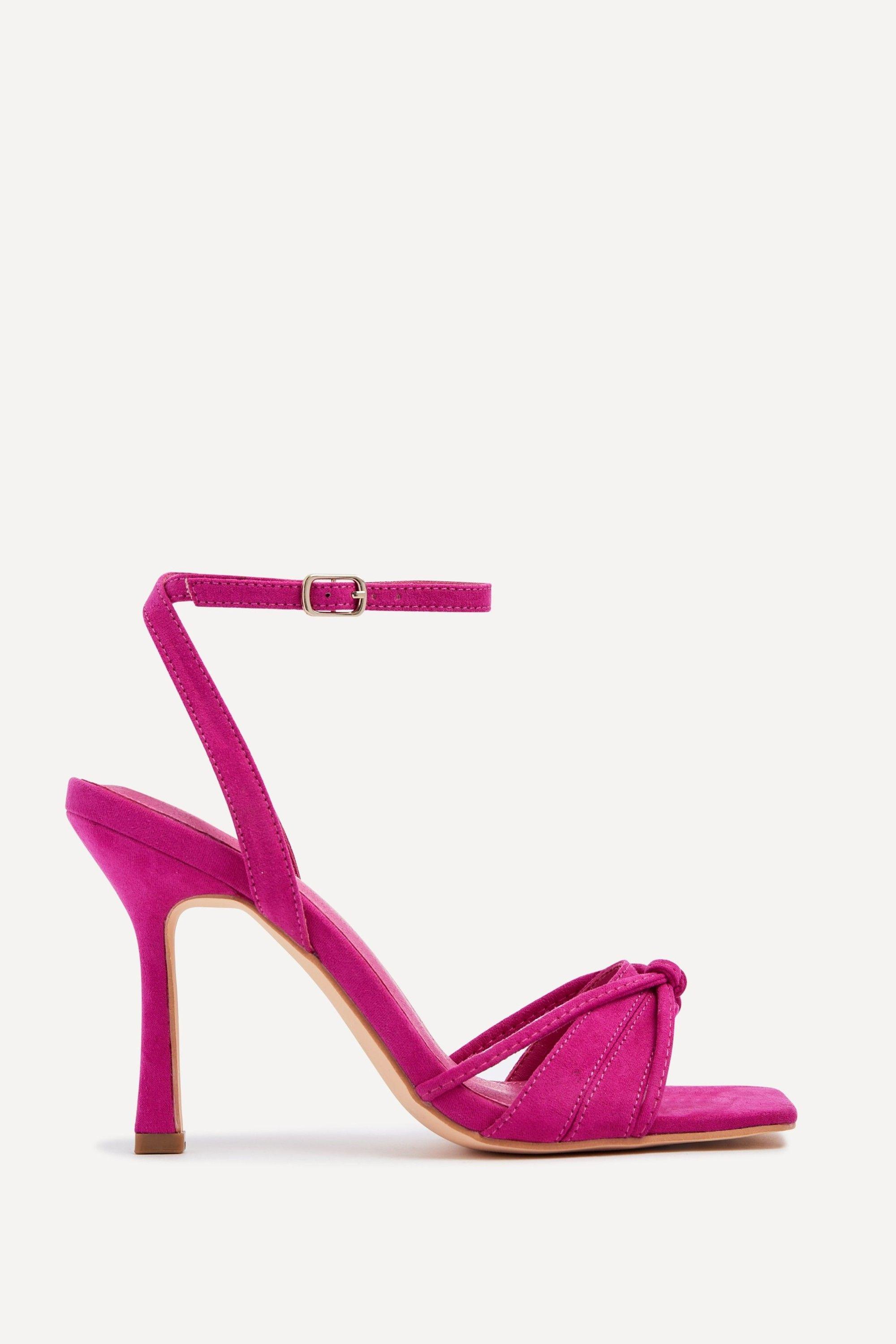 Nola Fuchsia Faux Suede Square Toe Heeled Sandal by LINZI Nola Fuchsia Faux Suede Square Toe Heeled Sandal by LINZI