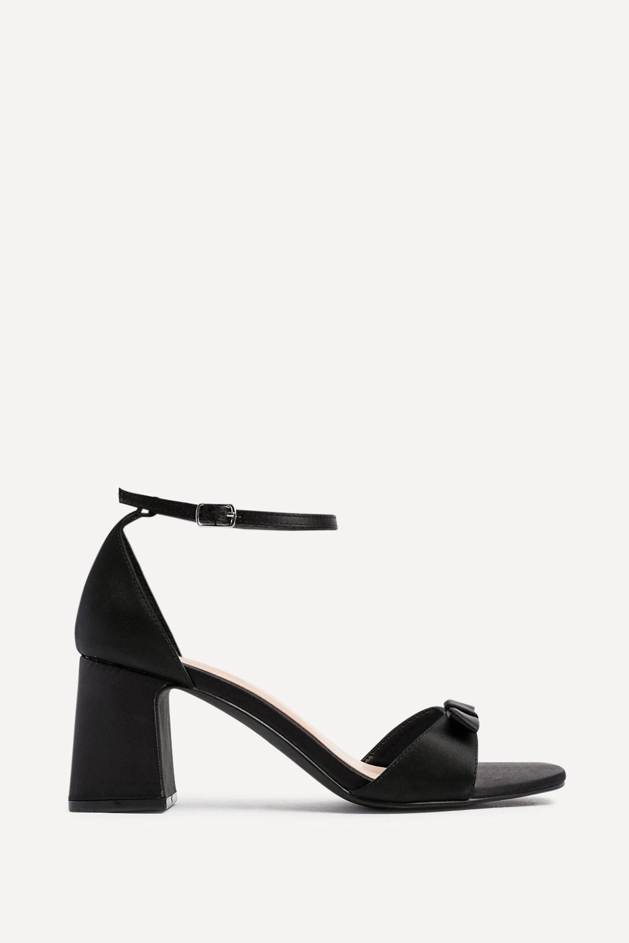 Orena Black Satin Block Heel by LINZI