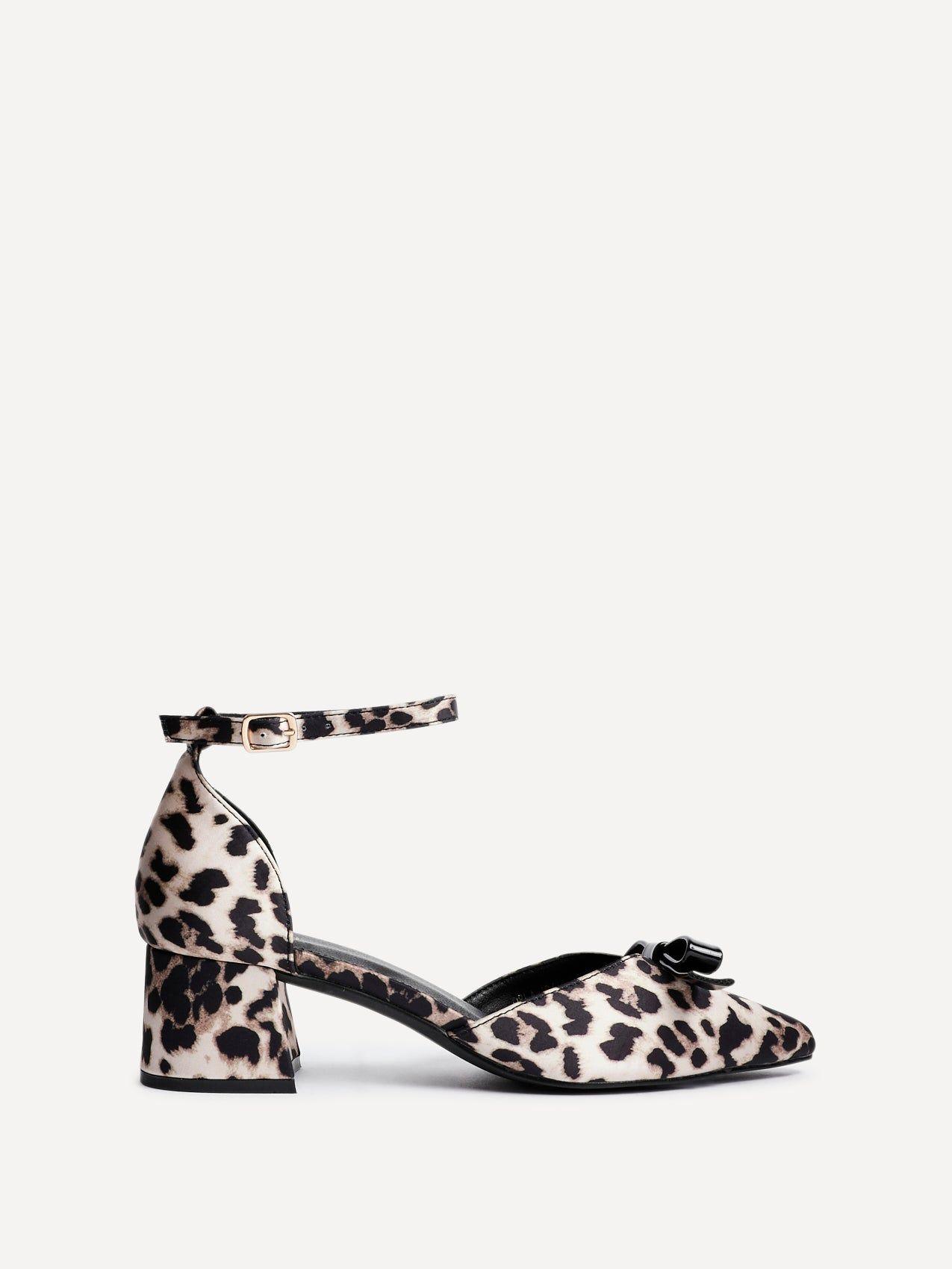 Orla Leopard Print Scuba Low Block Court Heel by LINZI