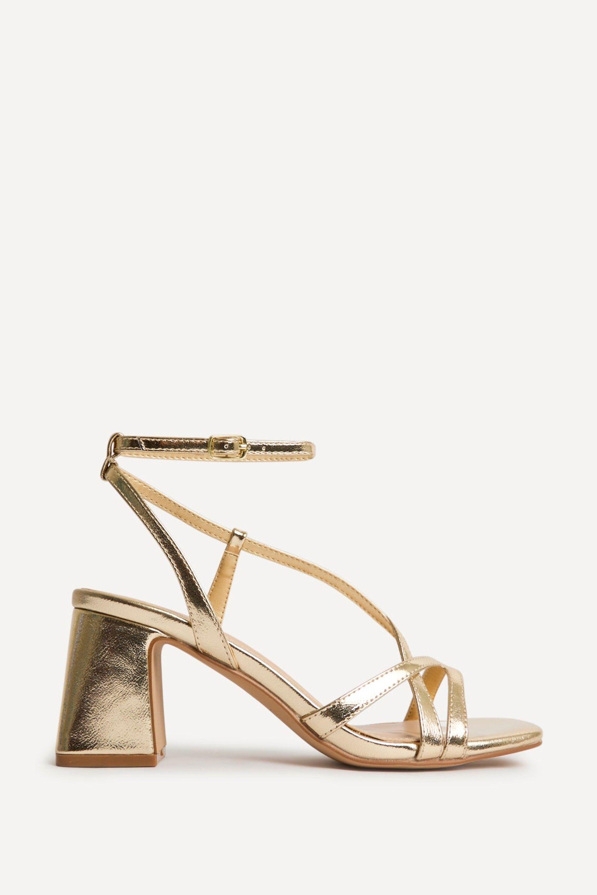 Oslo Gold Faux Leather Heeled Sandals by LINZI