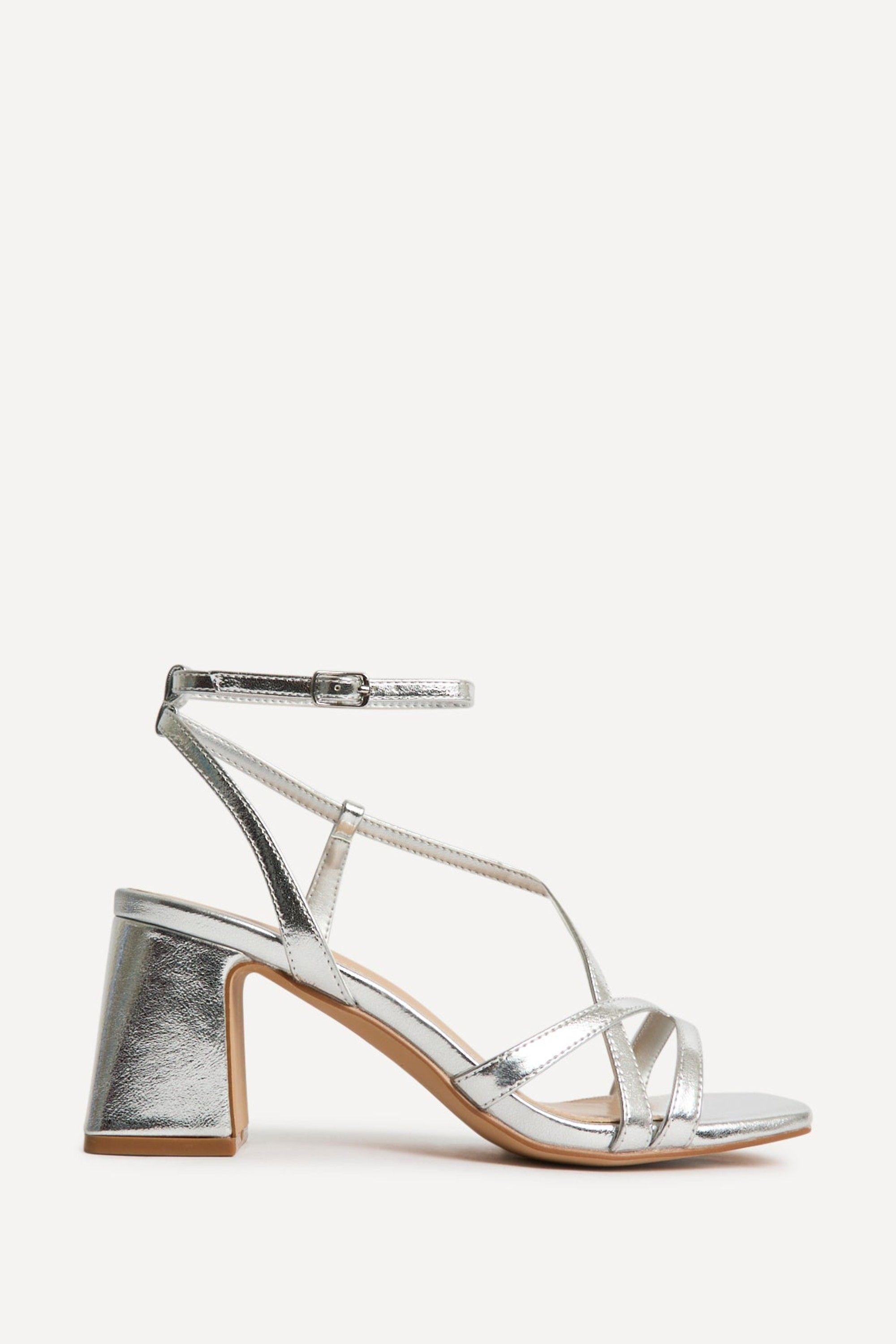 Oslo Silver Faux Leather Heeled Sandals by LINZI