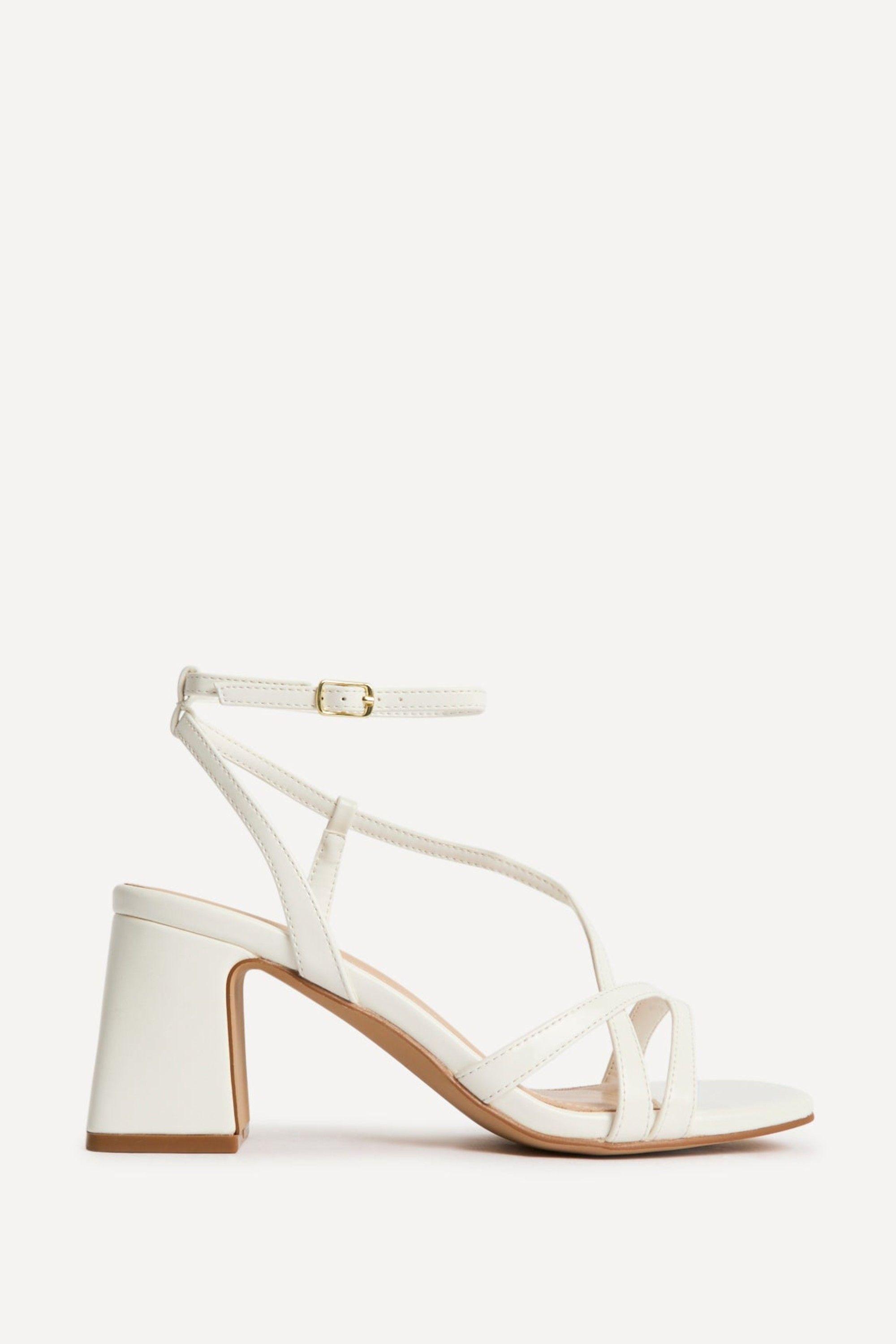 Oslo White Faux Leather Heeled Sandals by LINZI