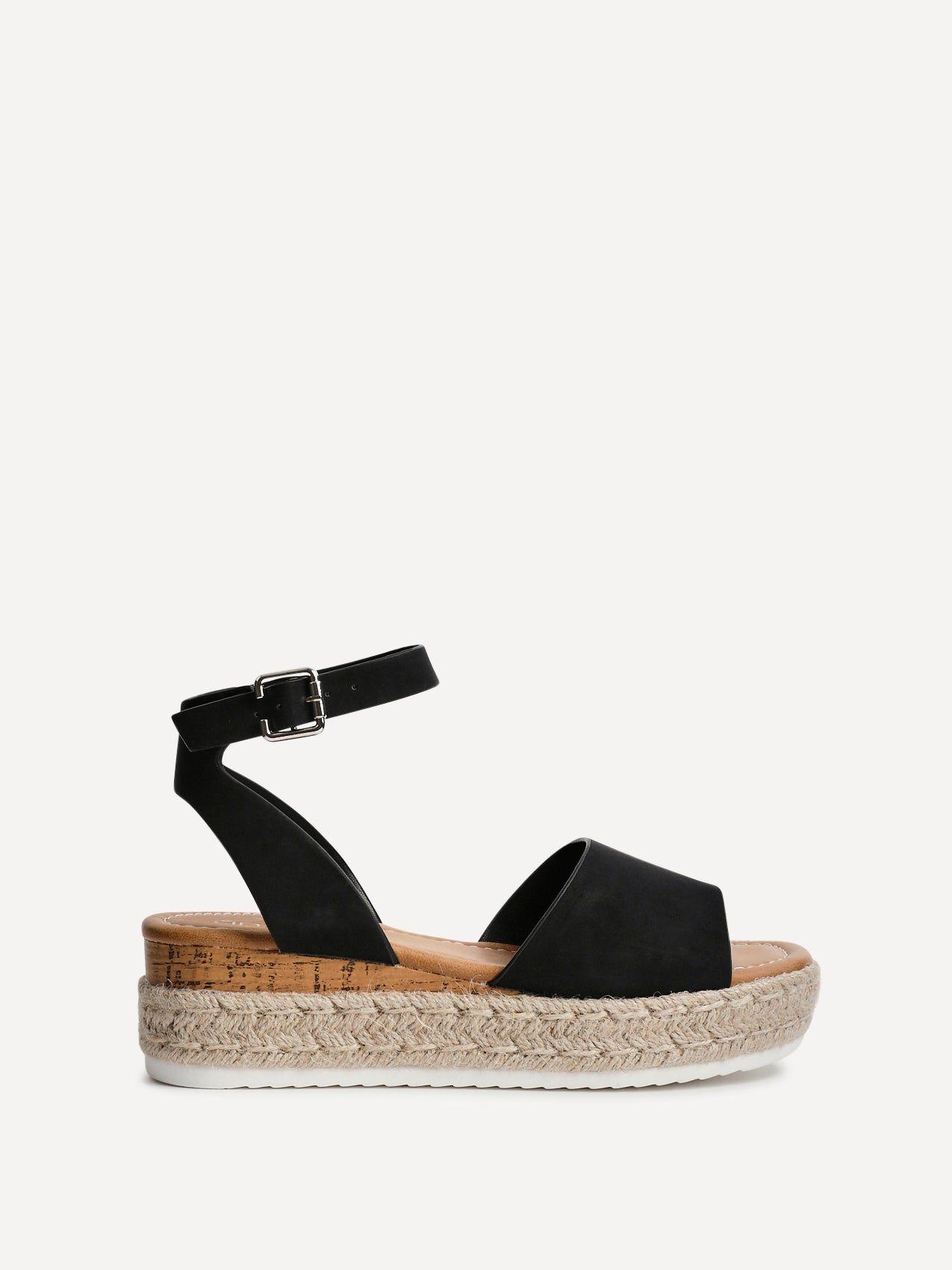 Paradise Black Espadrille Flatform Sandals by LINZI