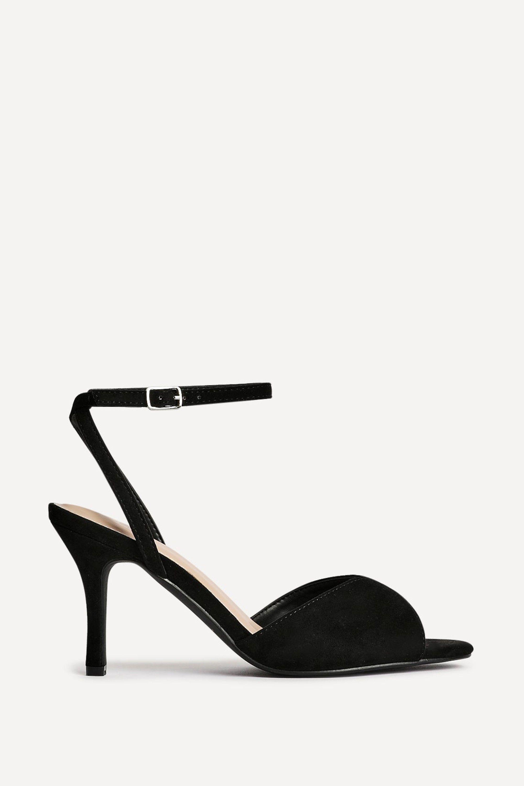Parlour Black Faux Suede Peep Toe Stiletto Heel by LINZI