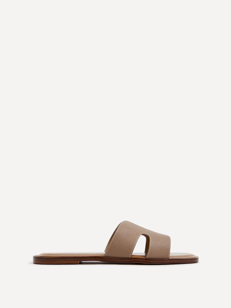 Petra Taupe Link Flat Sandals by LINZI