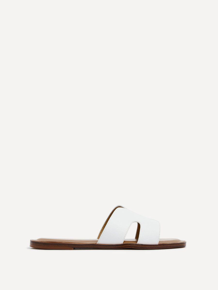 Petra White Link Flat Sandals by LINZI