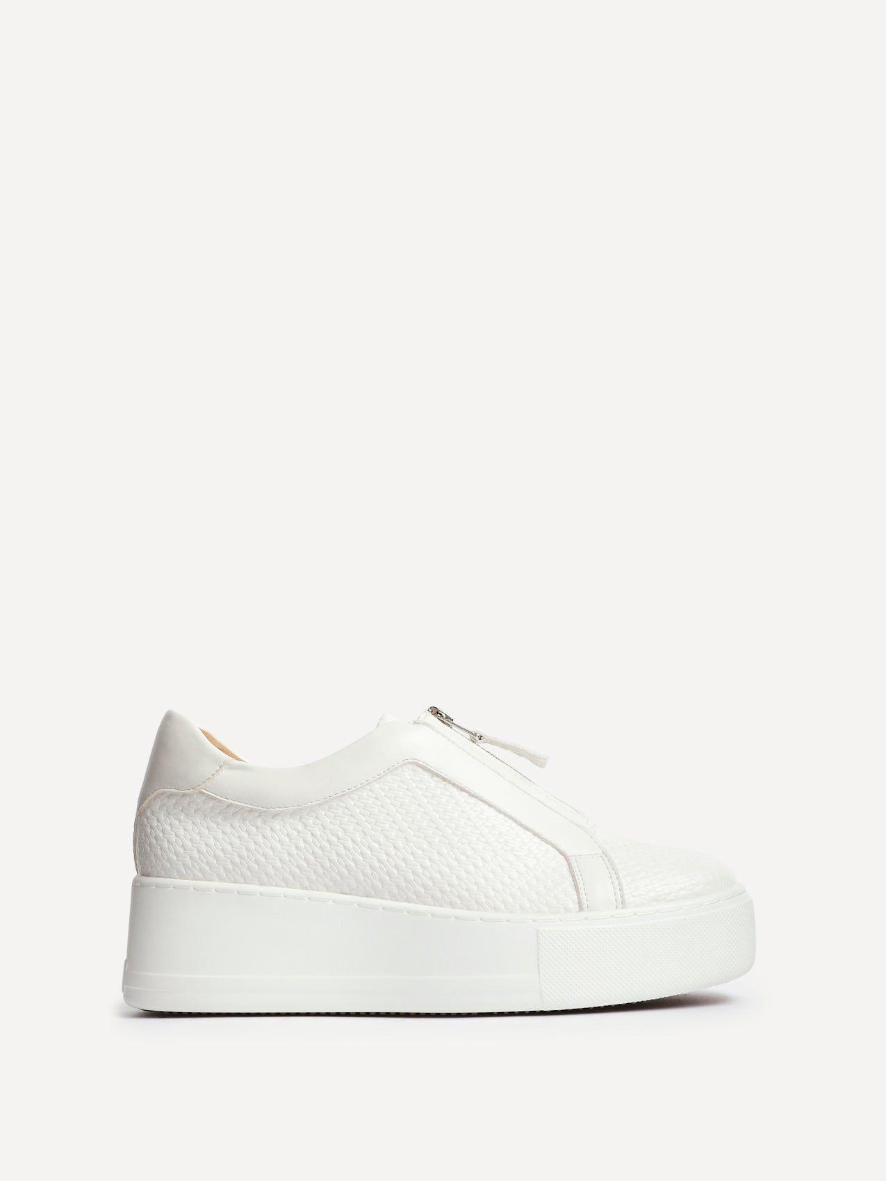 Piper White Faux Leather Trainers by LINZI