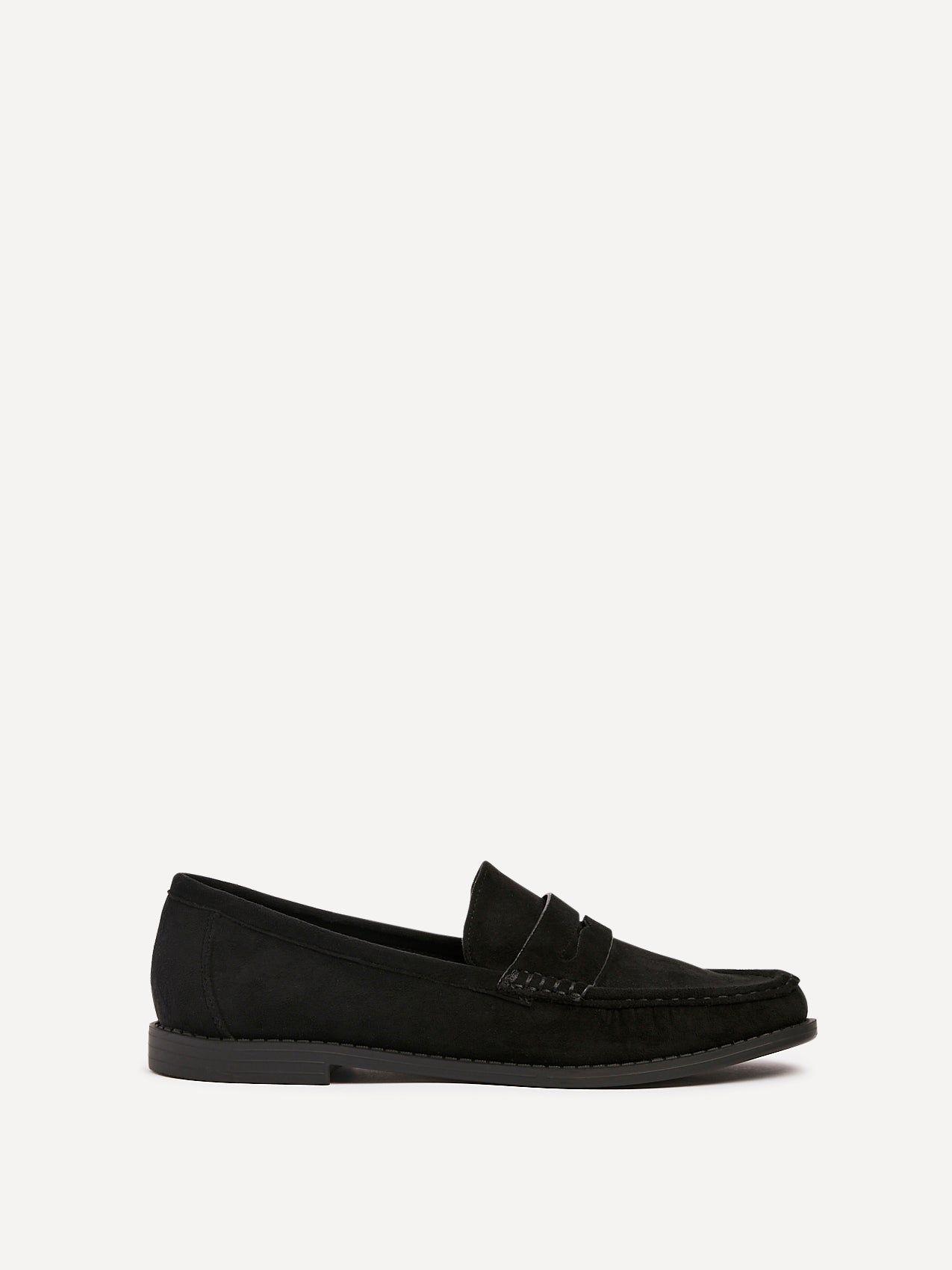 Precise Black Faux Suede Classic Loafer by LINZI