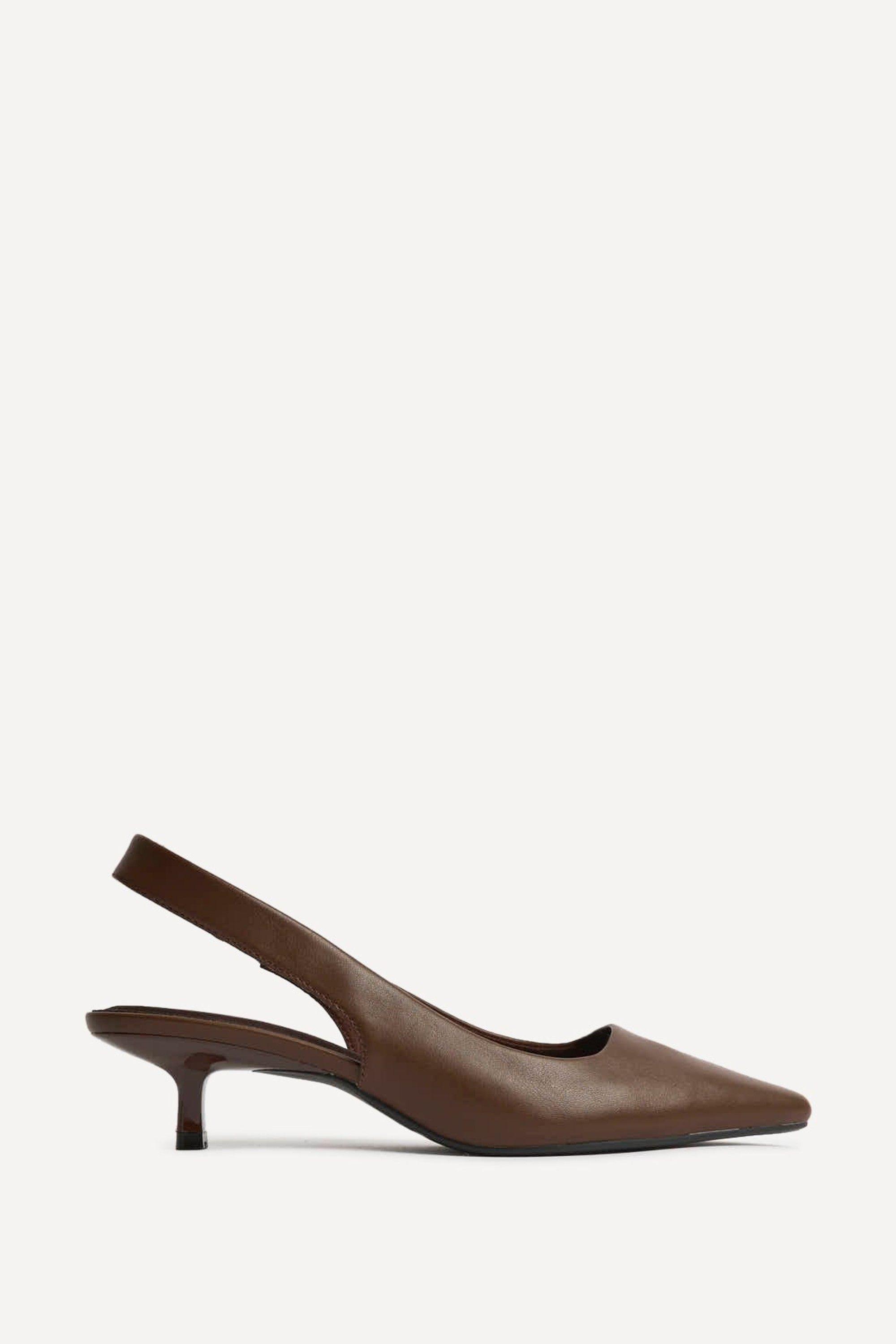 Reign Brown Faux Leather Court Heels by LINZI