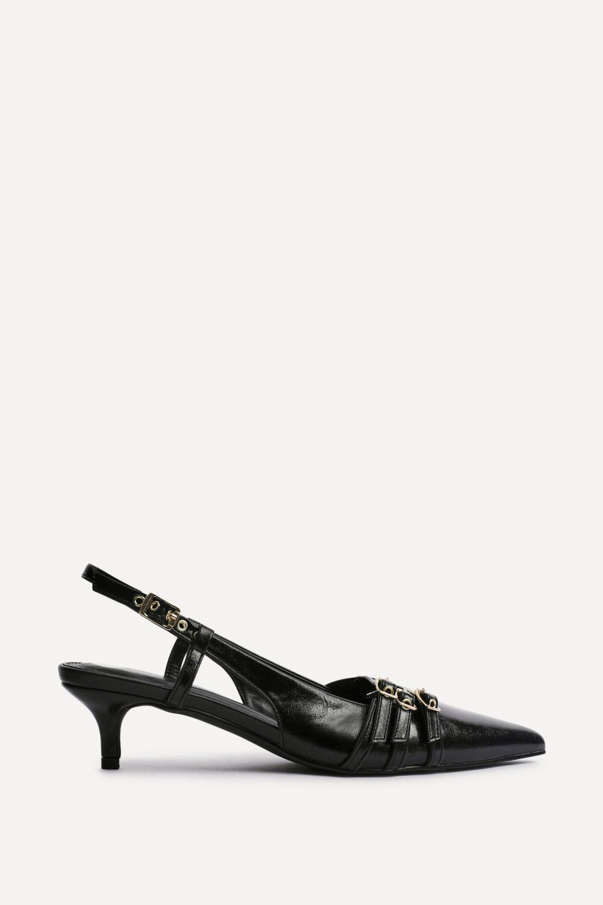 Retro Black Patent Kitten Court Heels by LINZI