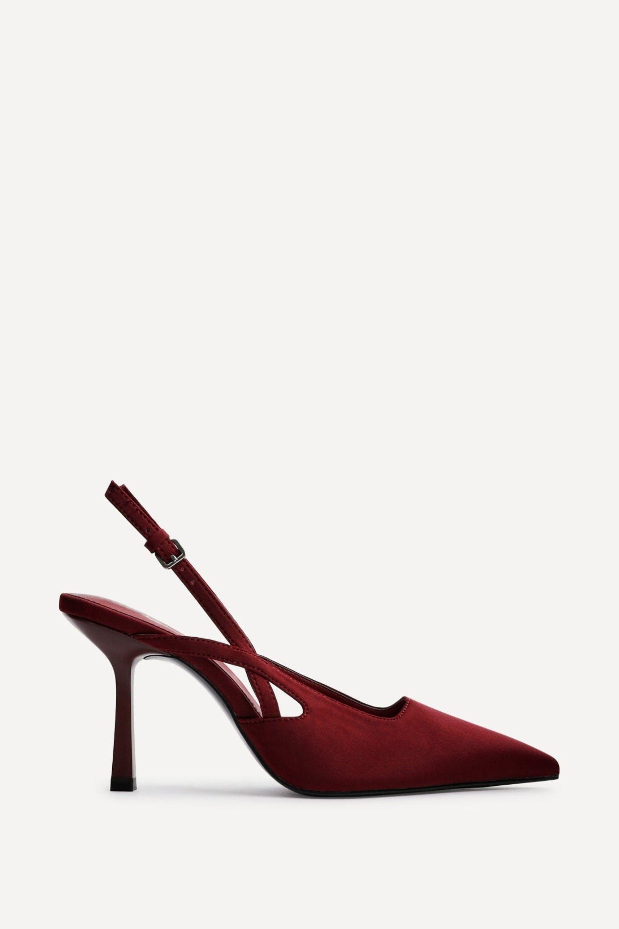 Rhea Burgundy Scuba SlingBack Court Heels by LINZI