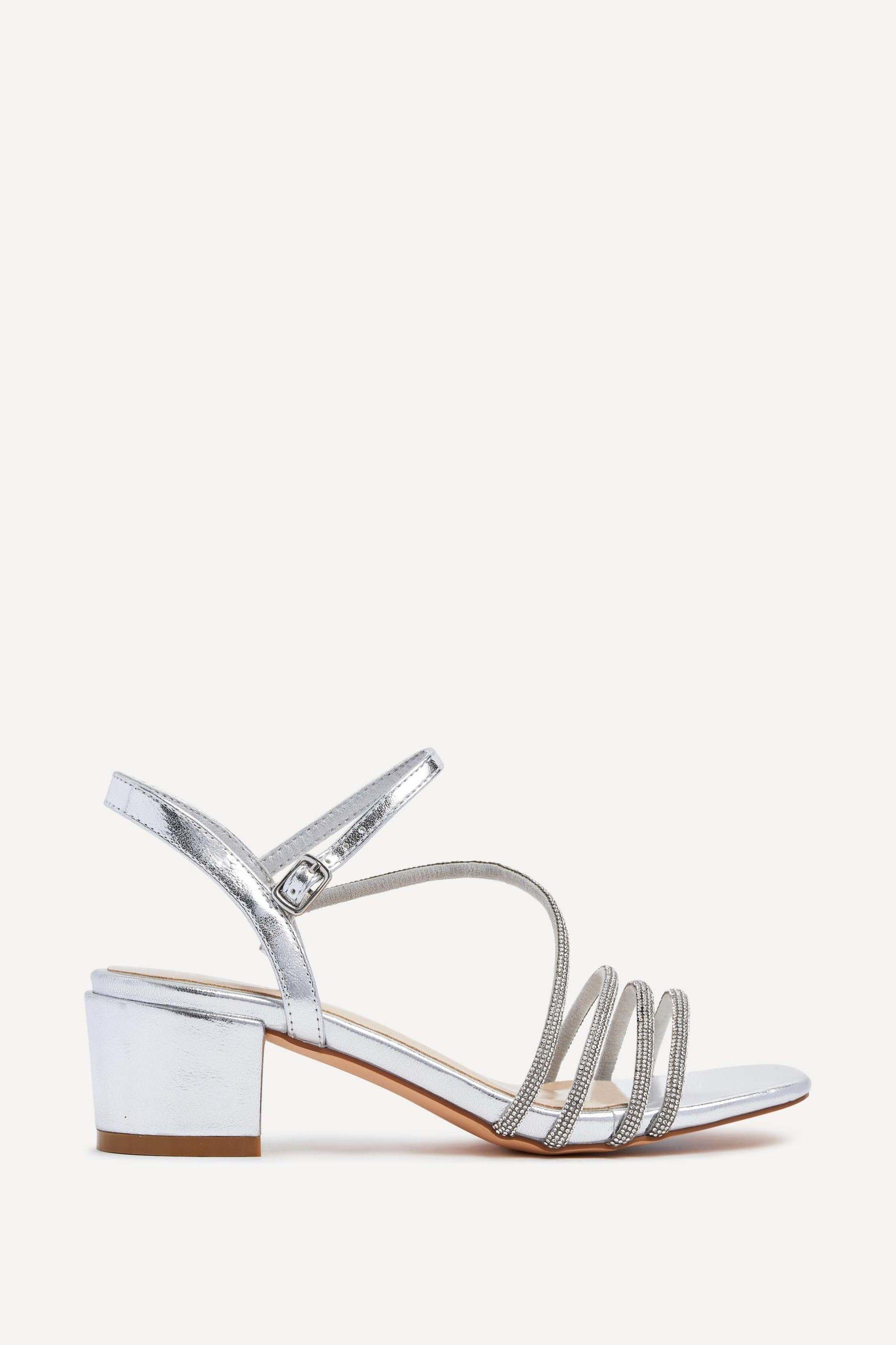 Riri Silver Diamante Heeled Sandals by LINZI
