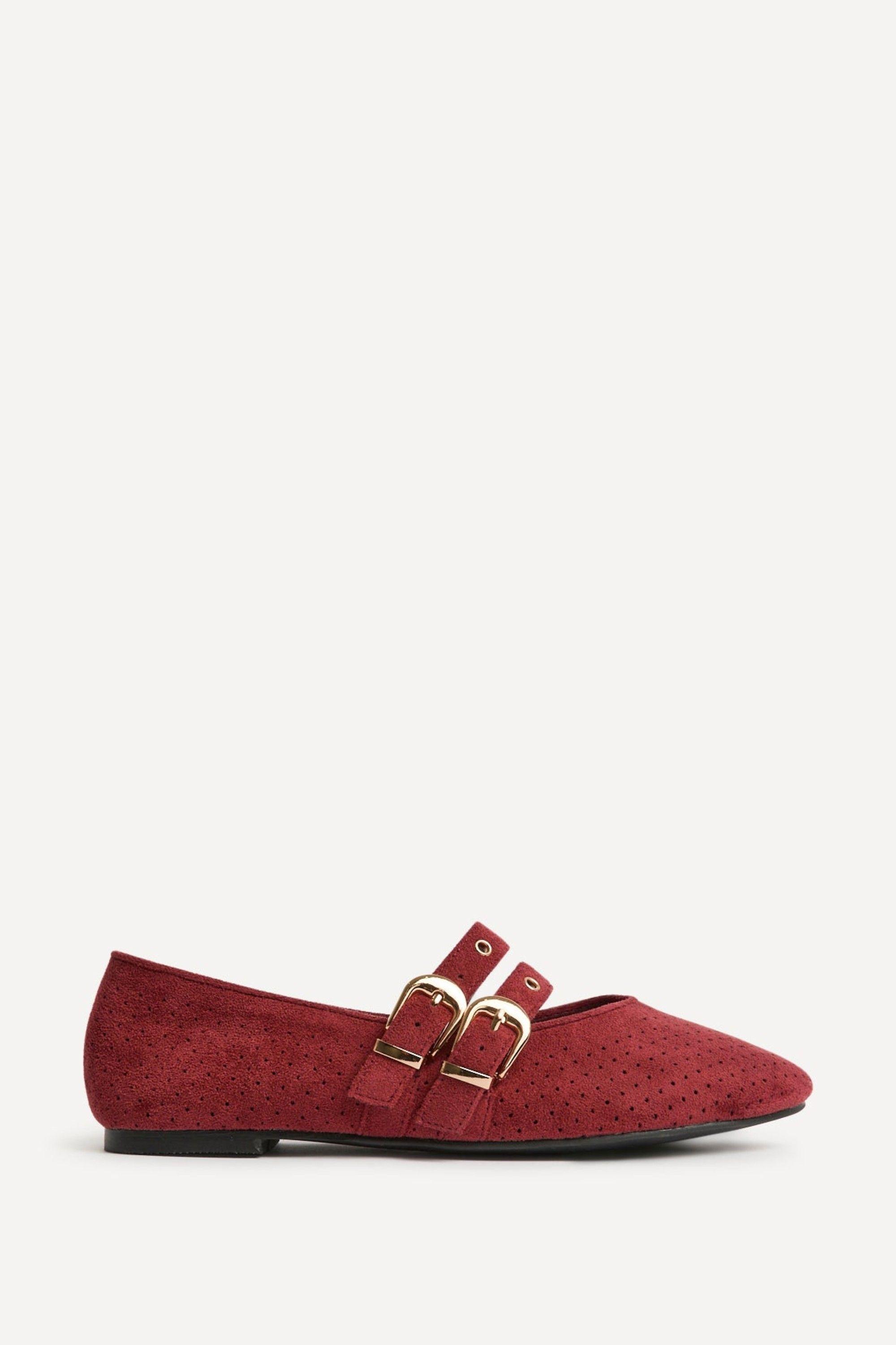 Rogue Red Ballet Flats With Eyelet Detail by LINZI