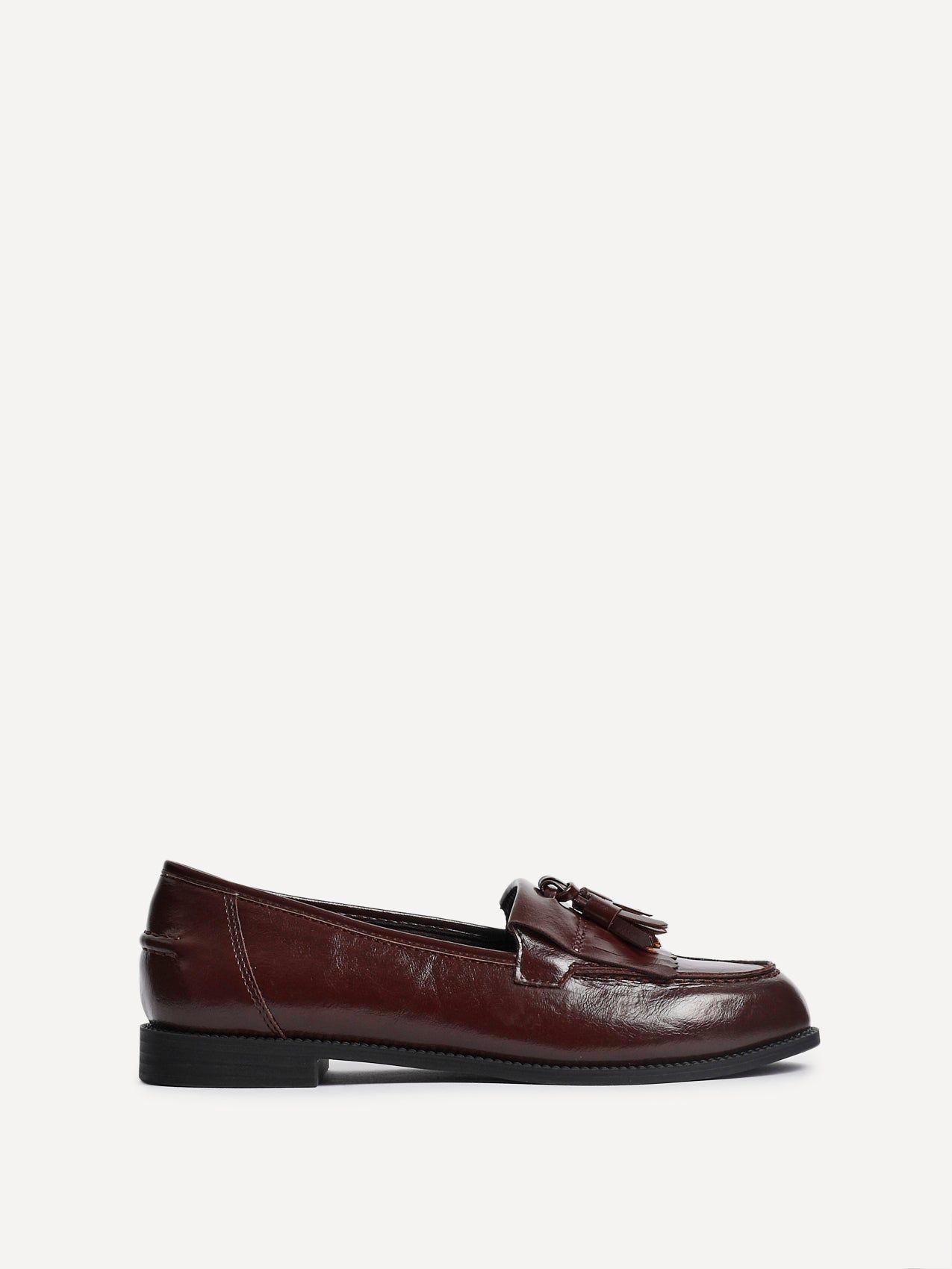 Rosemary Burgundy Faux Leather Classic Slip On Loafer by LINZI