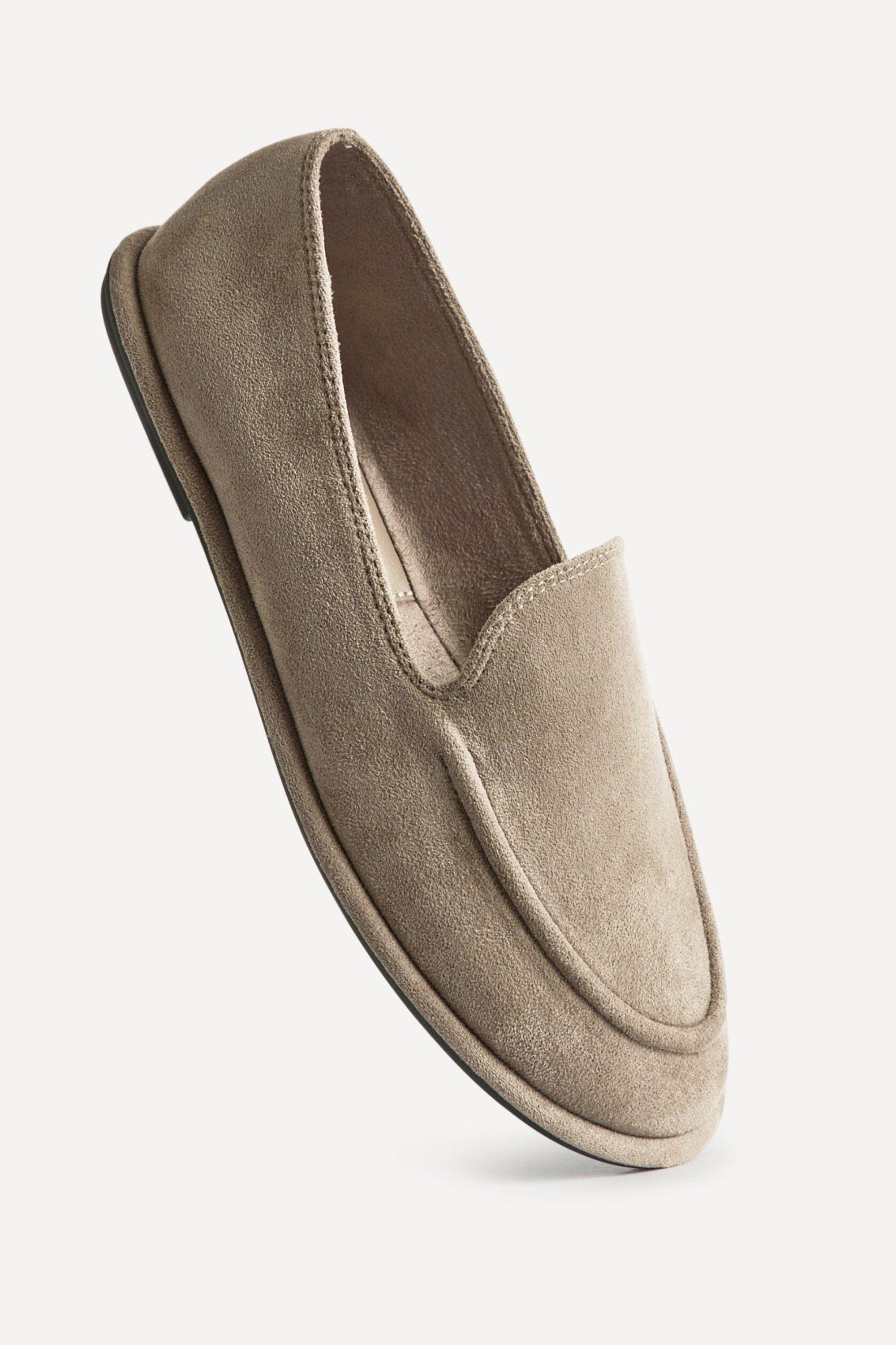 Route Taupe Faux Suede Loafers by LINZI