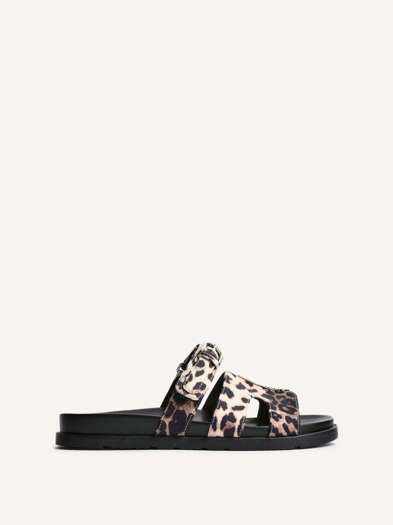 Rowan Leopard Print Footbed Linked Design Sandal by LINZI